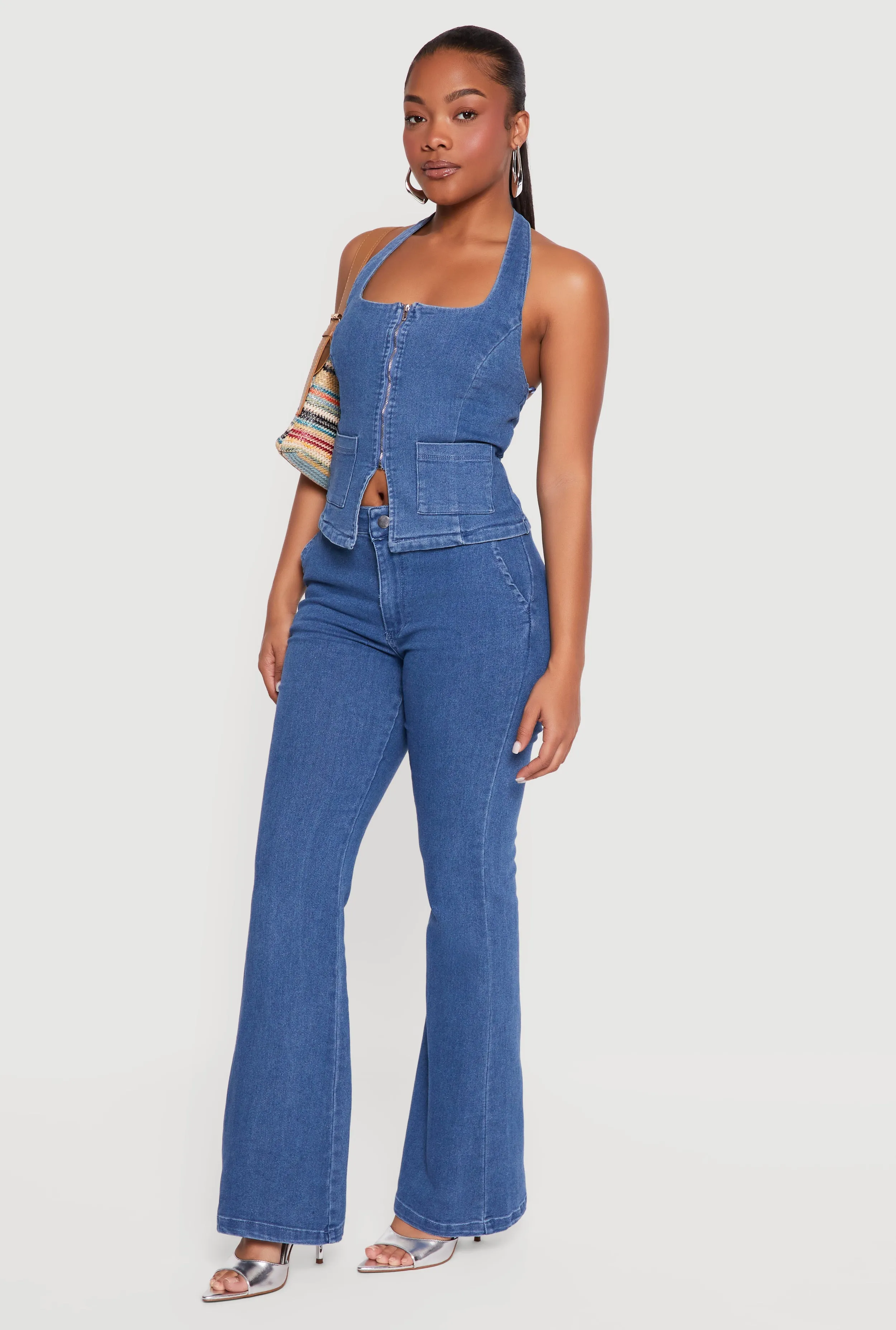 Stretchy Mid Rise Flare Leg Jeans sold by Rainbow product image thumbnail 2