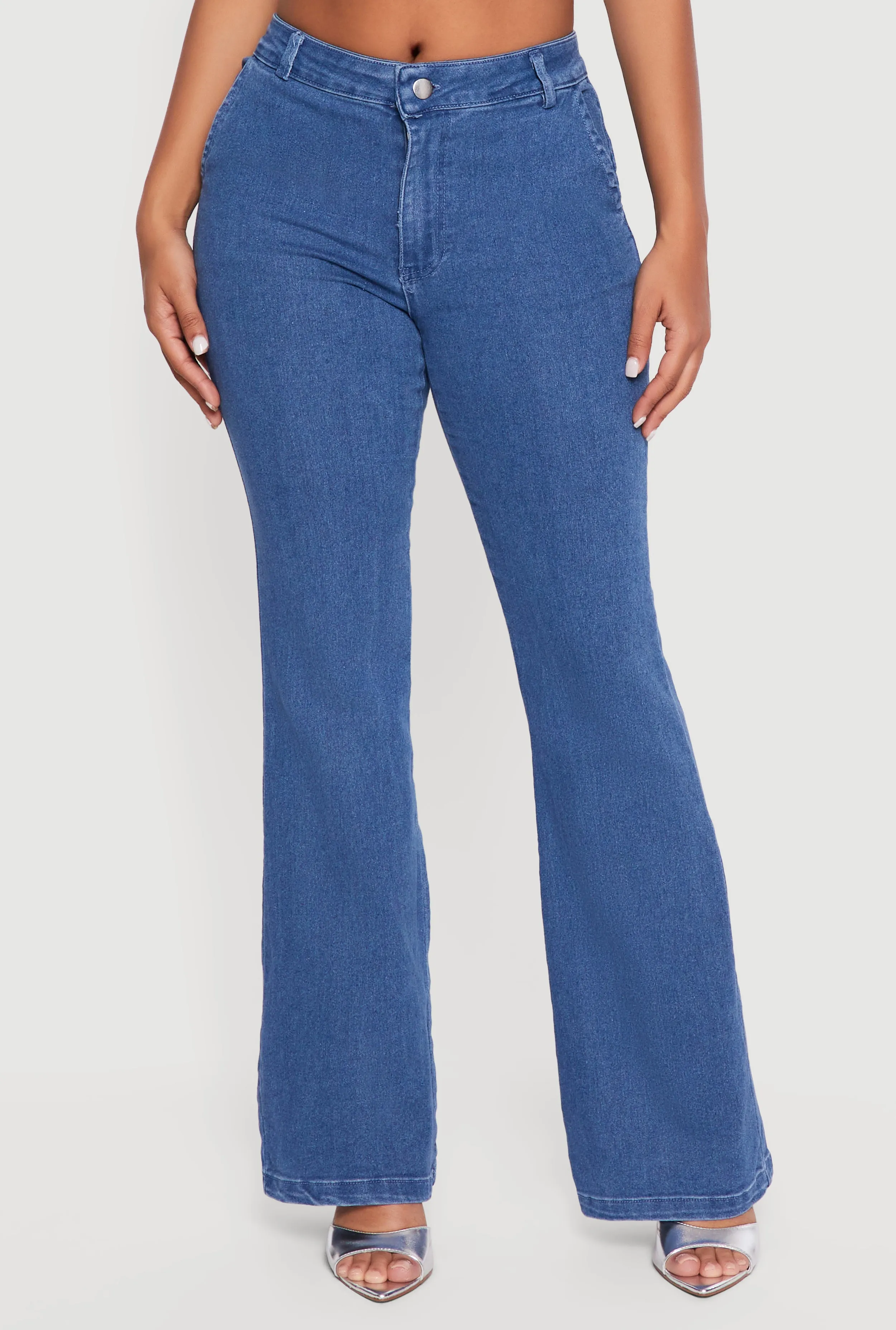 Stretchy Mid Rise Flare Leg Jeans sold by Rainbow product image thumbnail 3