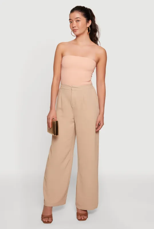 Crepe Knit Pleated Wide Leg Pants made by Ambiance