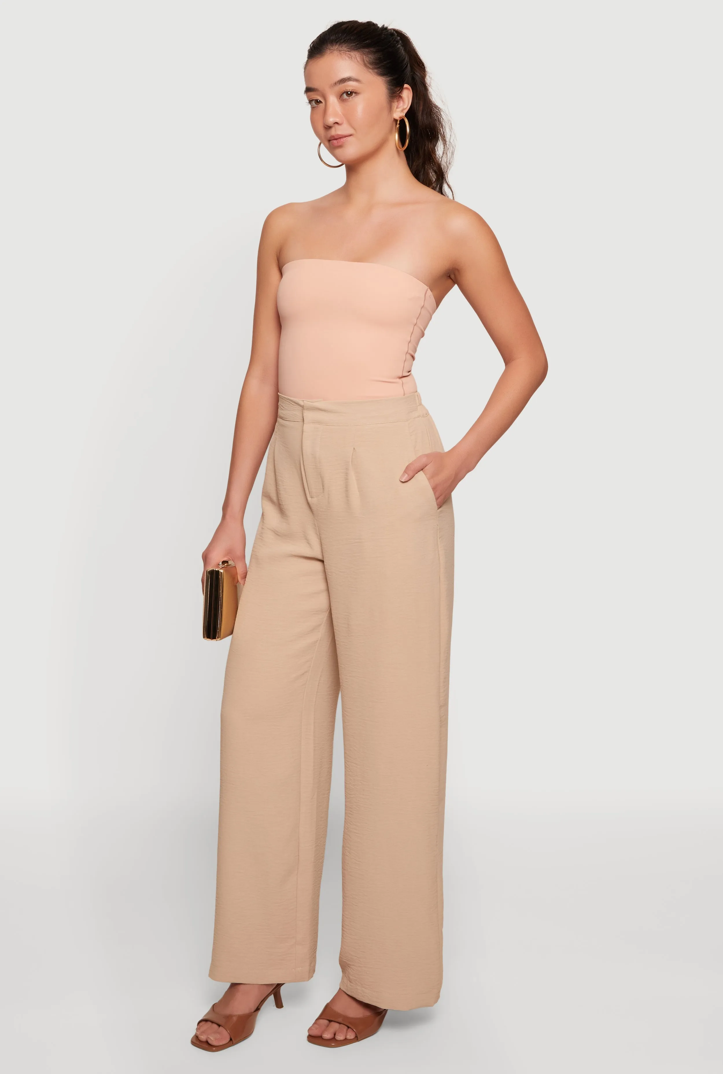 Crepe Knit Pleated Wide Leg Pants sold by Rainbow product image thumbnail 2