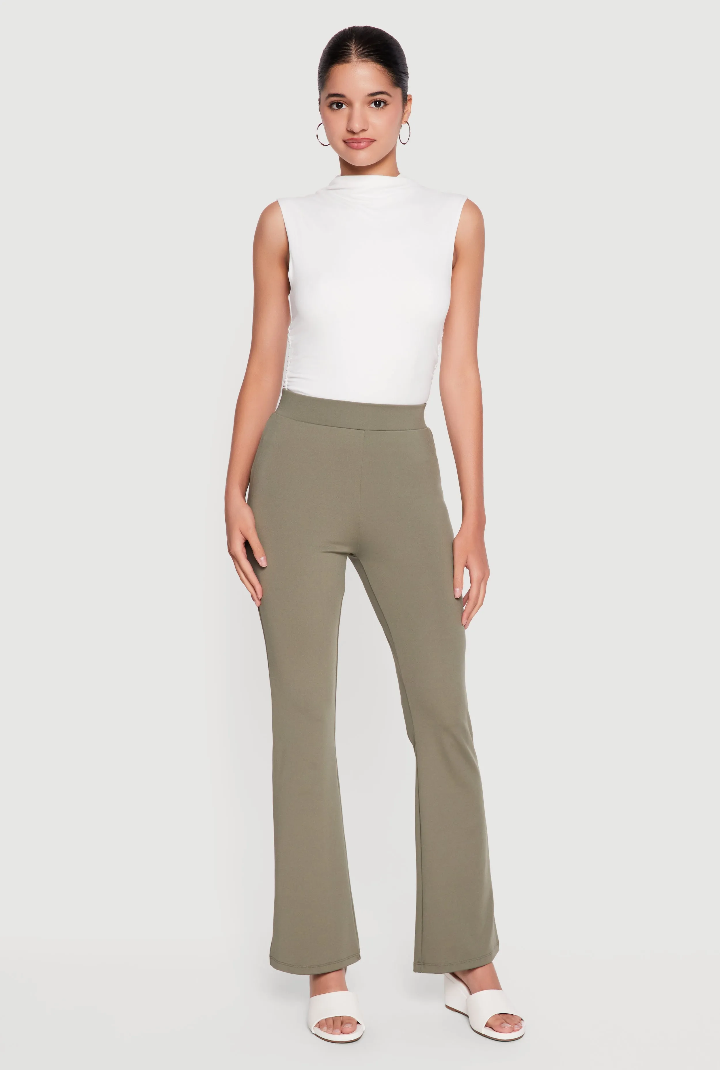 High Waisted Boot Cut Pull On Pants sold by Rainbow