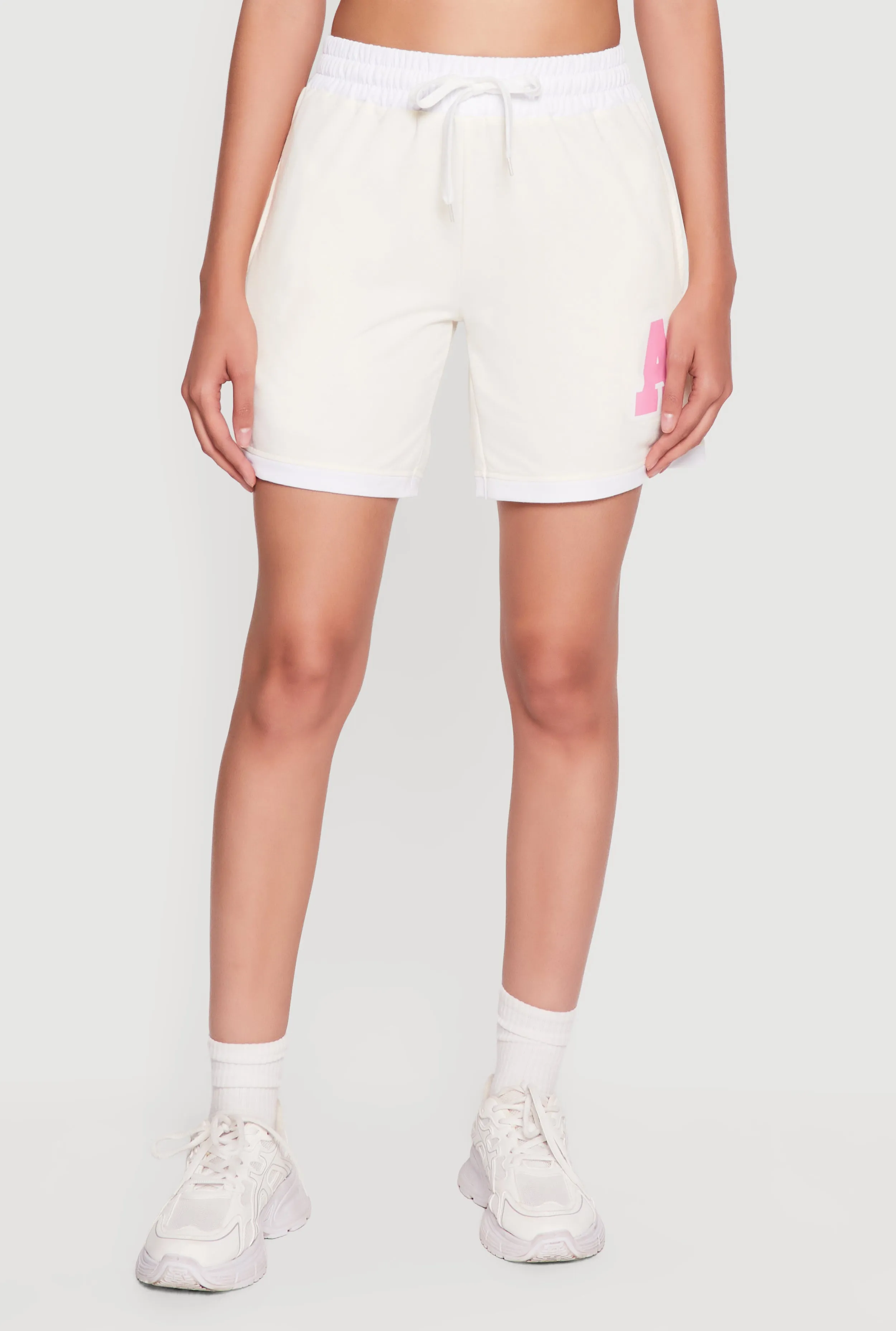 A Graphic Contrast Trim Drawstring Waist Shorts sold by Rainbow product image thumbnail 3