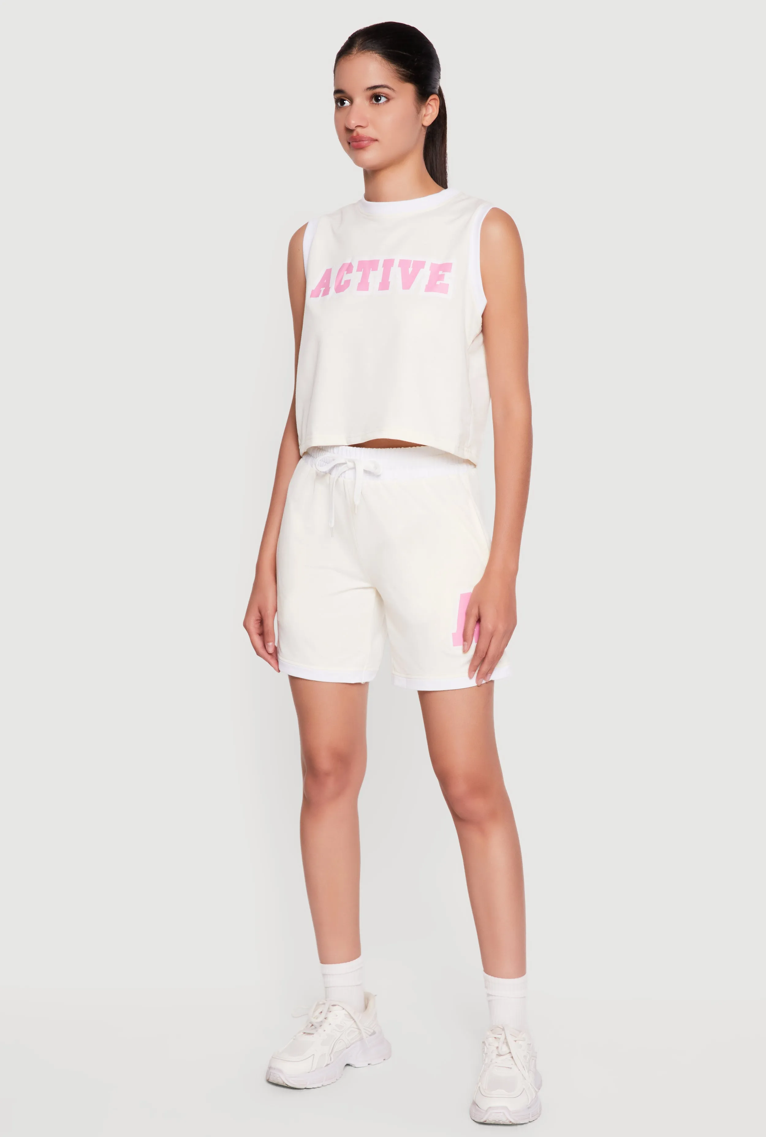 A Graphic Contrast Trim Drawstring Waist Shorts sold by Rainbow product image thumbnail 2