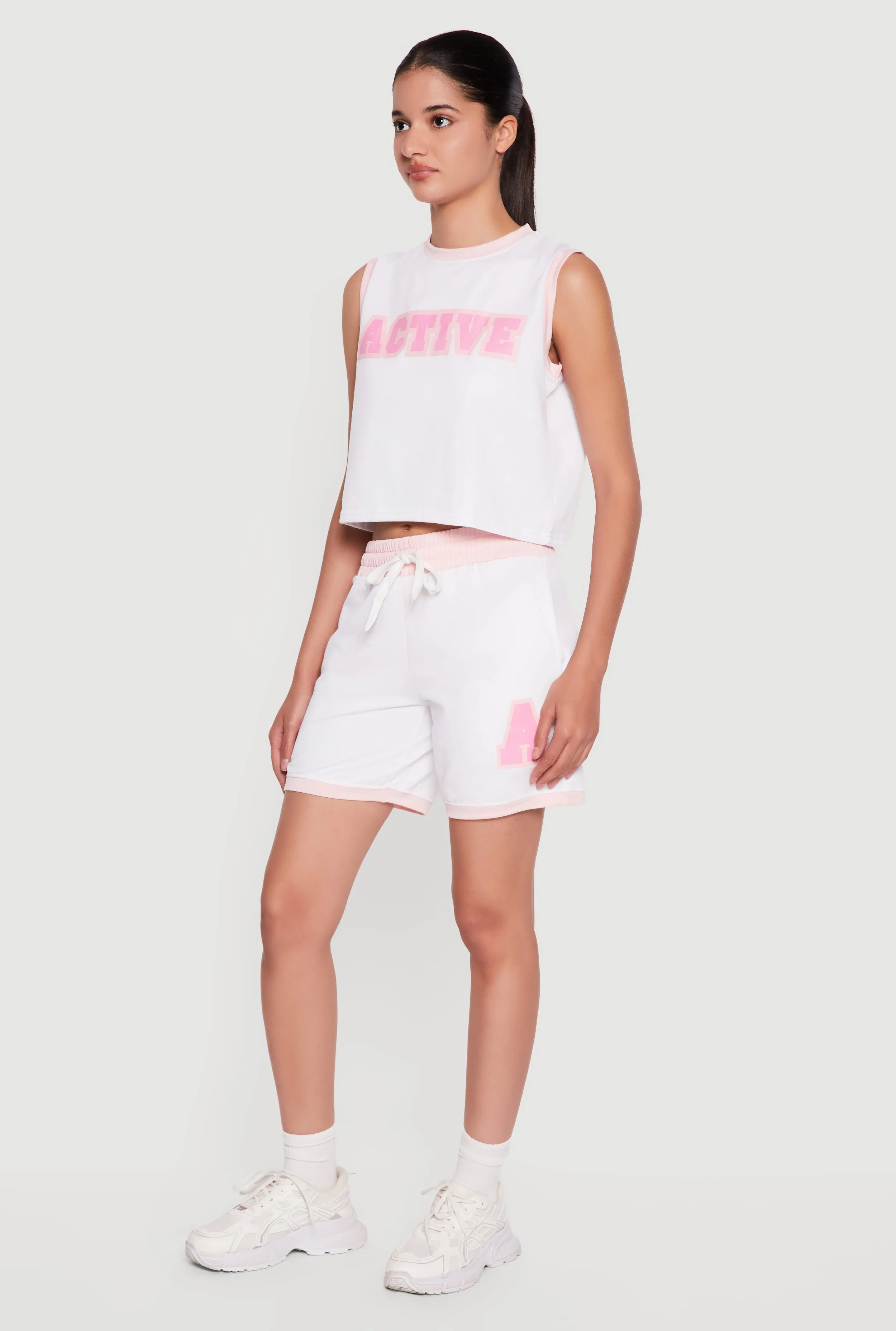 A Graphic Contrast Trim Drawstring Waist Shorts sold by Rainbow product image thumbnail 2