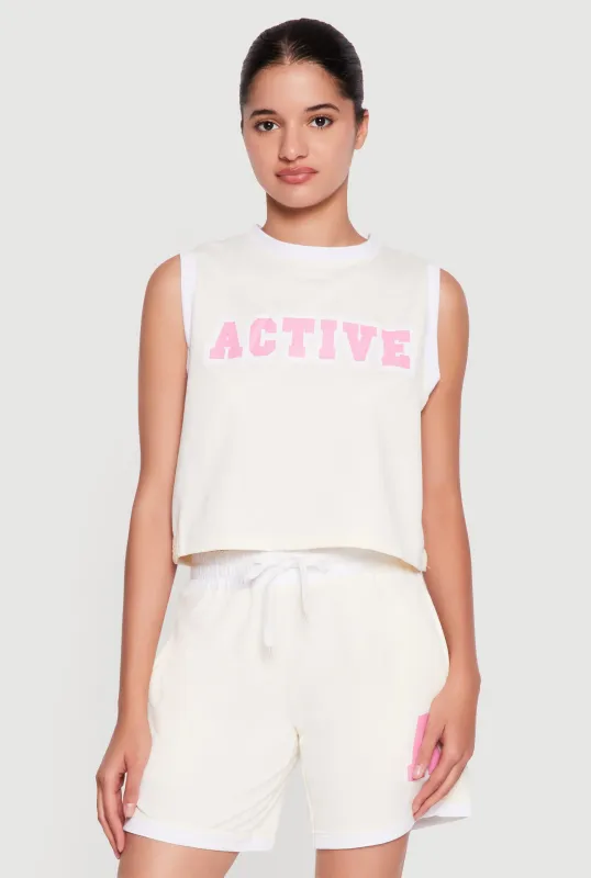 Contrast Trim Active Graphic Crop Top made by Rainbow