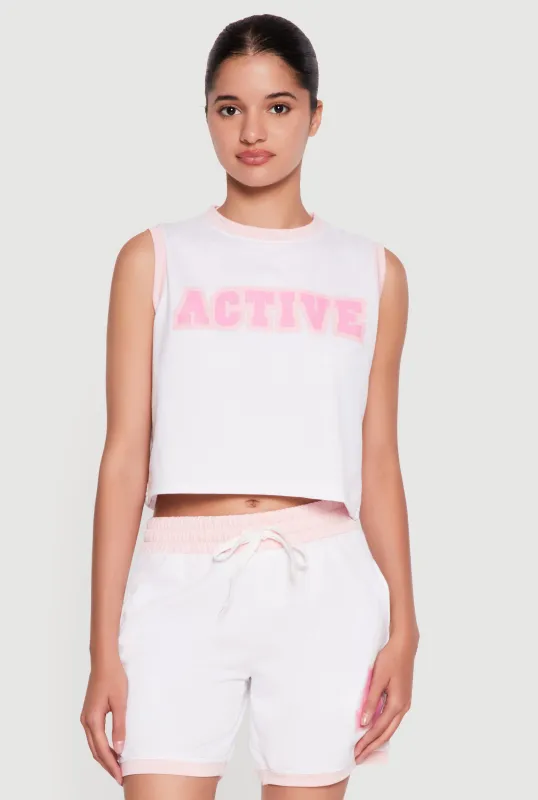 Contrast Trim Active Graphic Crop Top made by Rainbow