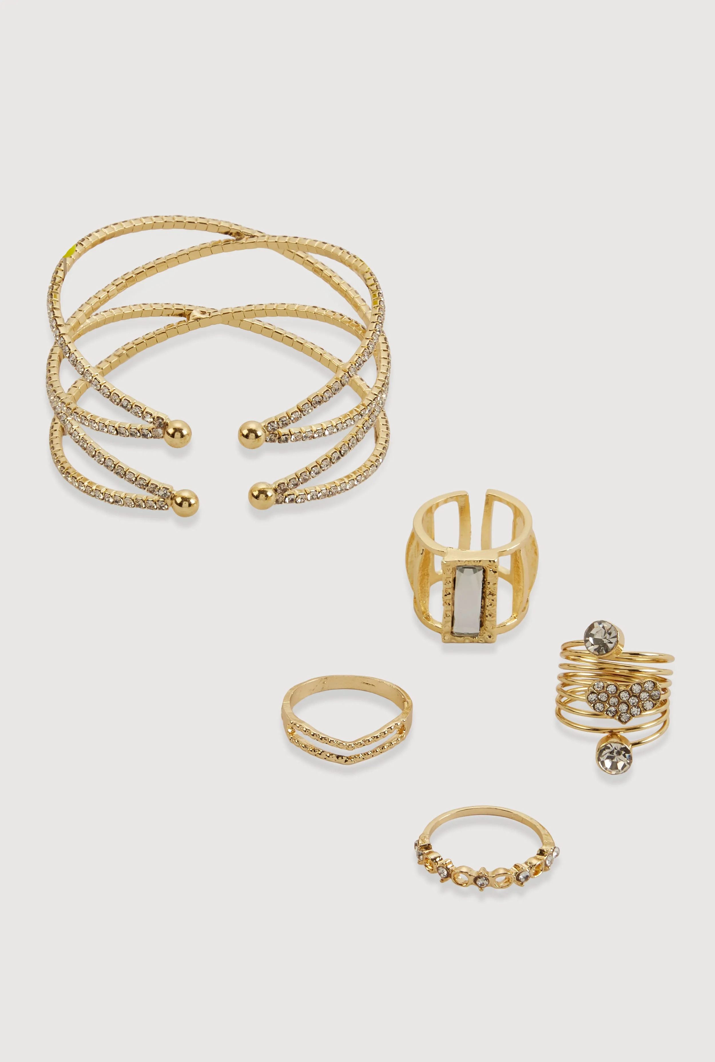 Criss Cross Cuff Bracelet with Rings 5 Piece Set sold by Rainbow product image thumbnail 3
