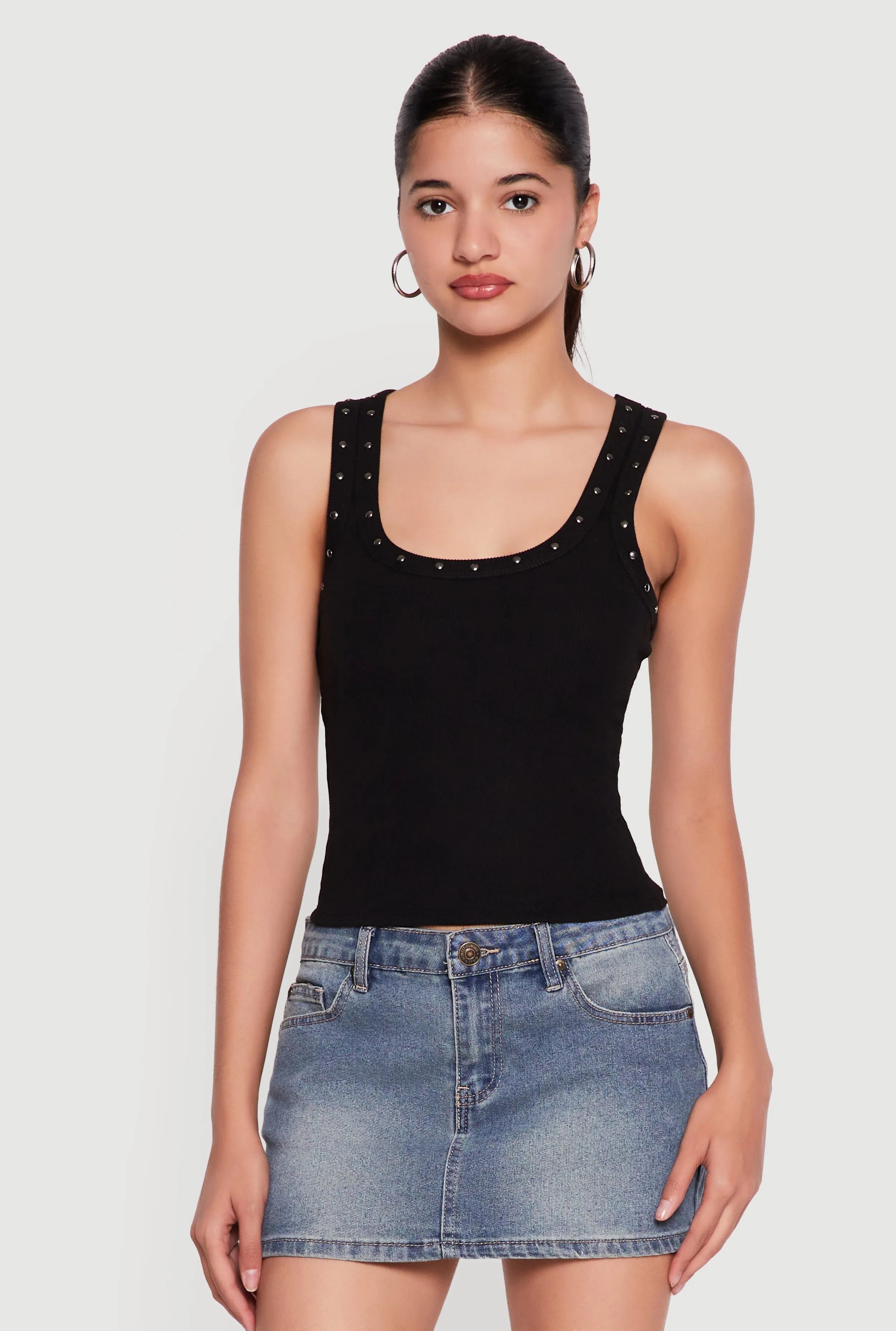 Studded Trim Scoop Neck Tank Top sold by Rainbow product image thumbnail 2