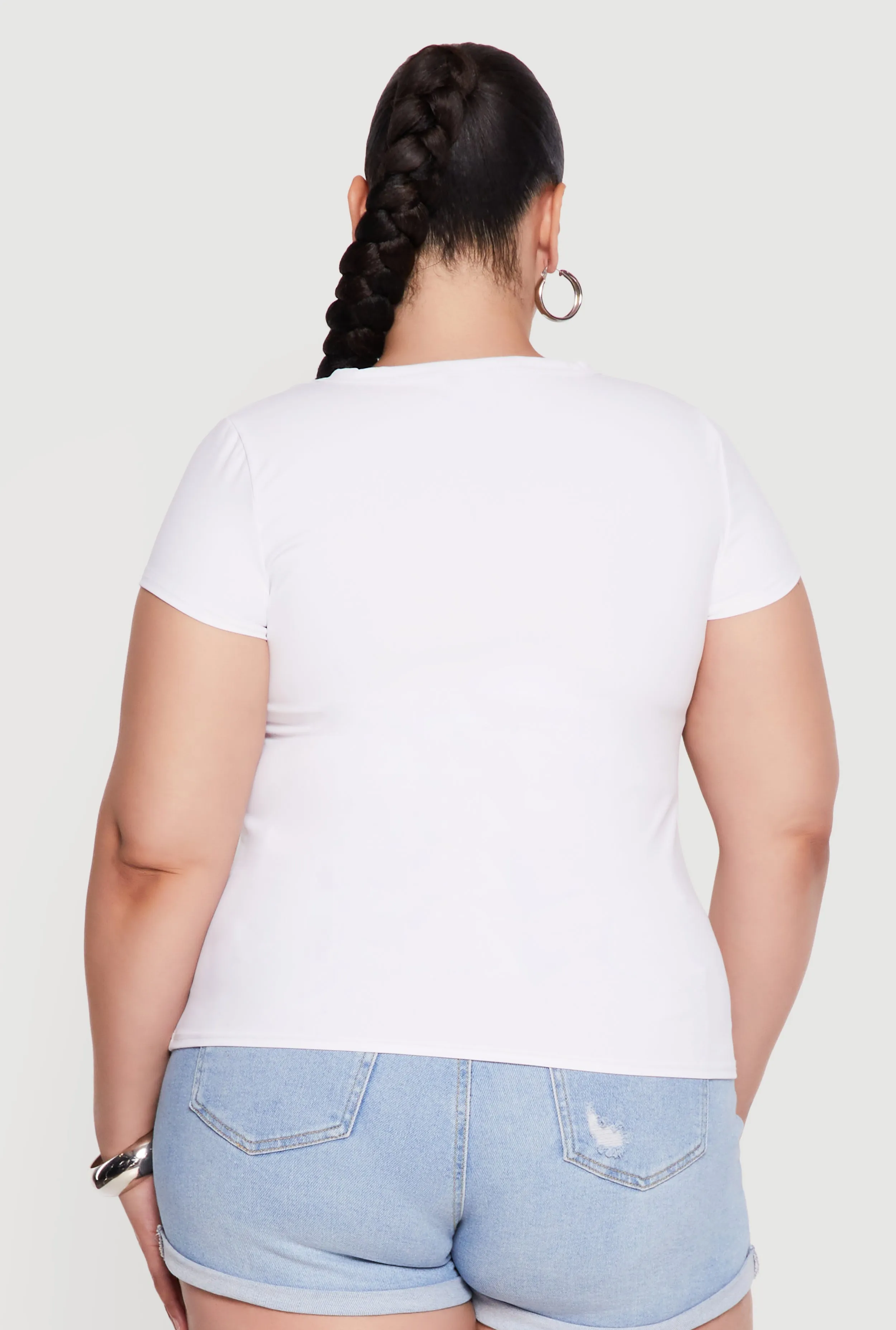 Plus Size Basic Short Sleeve V-Neck Top sold by Rainbow product image thumbnail 5