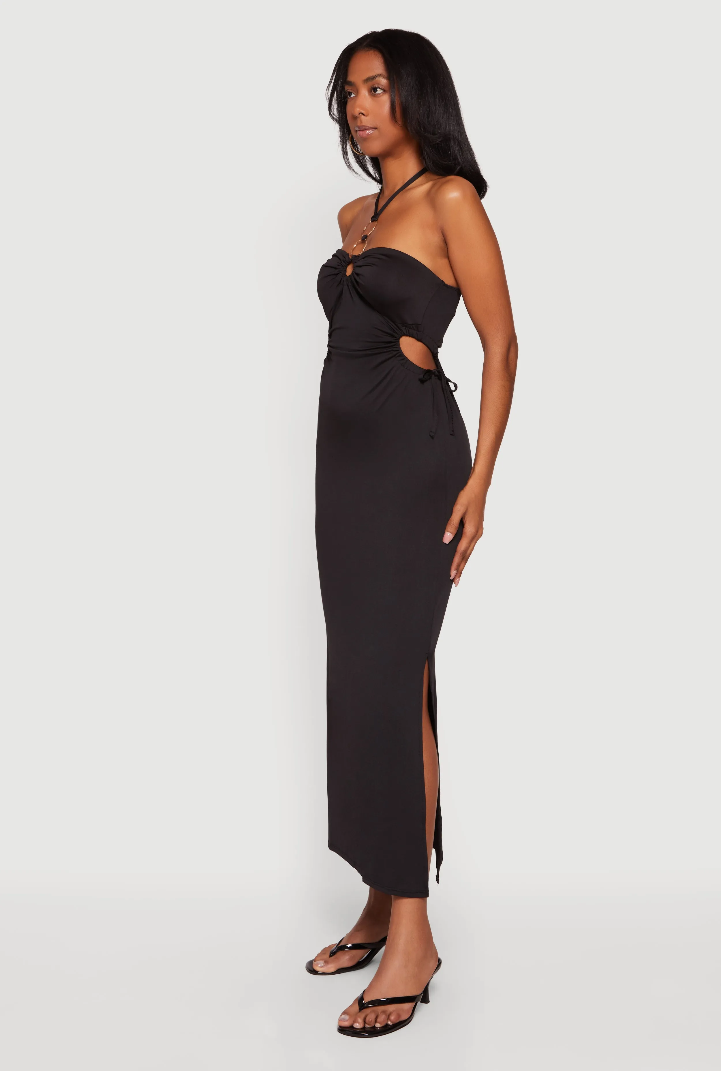 Cutout Detail O Ring Halter Maxi Dress sold by Rainbow product image thumbnail 2