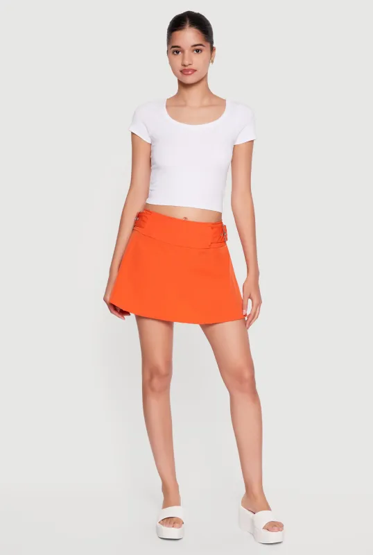Side Buckle Detail Zip Back Mini Skirt made by Rainbow