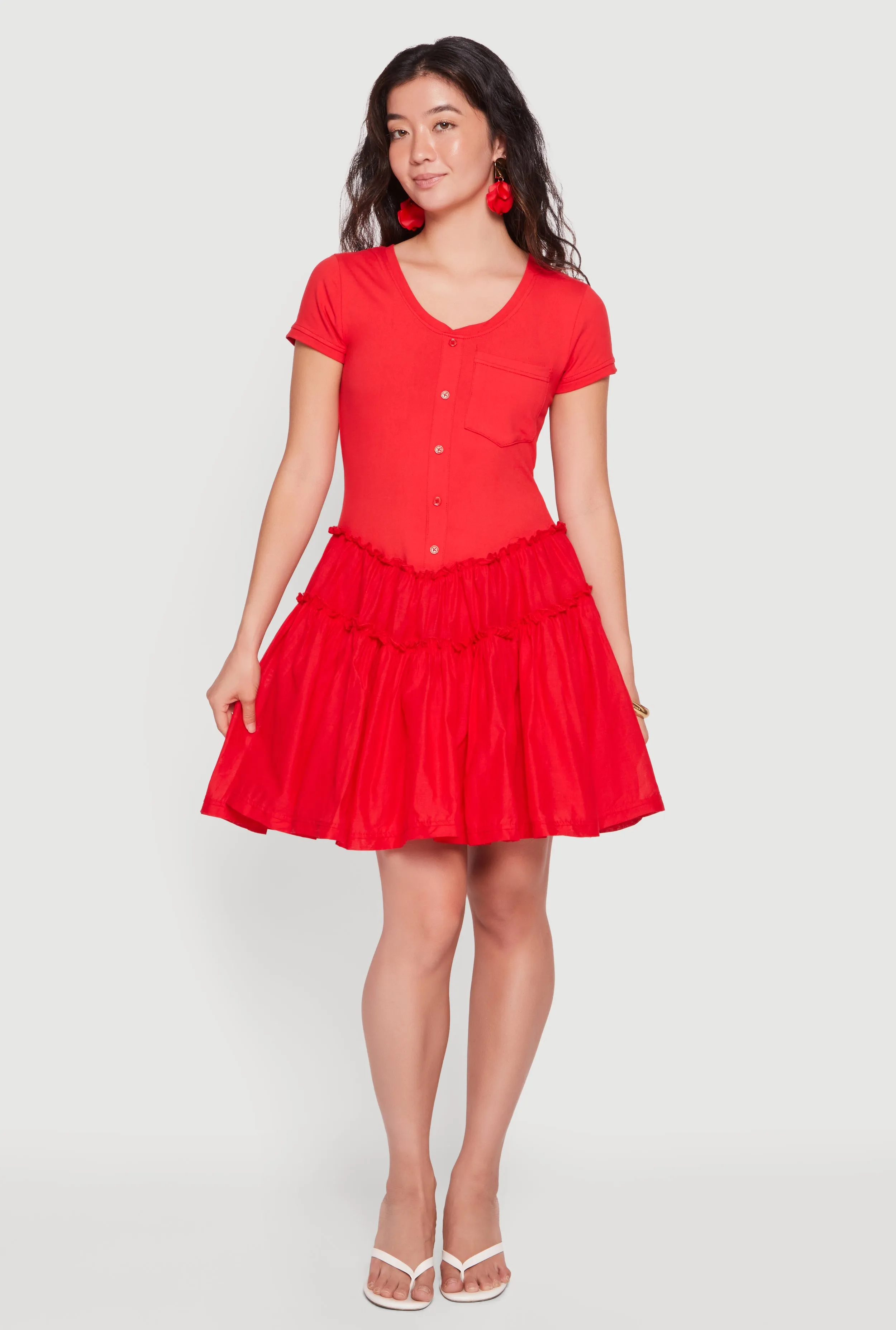 Pocket Detail Short Sleeve Skater Dress sold by Rainbow product image thumbnail 3