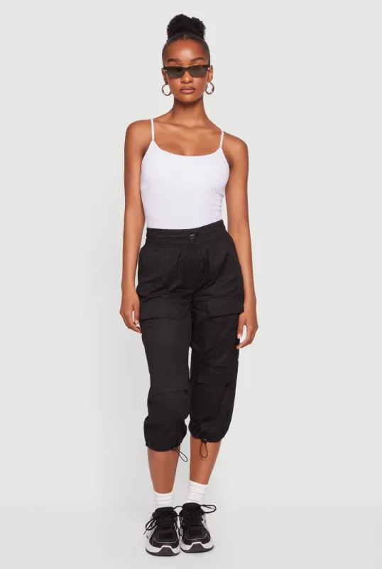 Toggle Drawstring Hem Cargo Capri Pants made by Rainbow