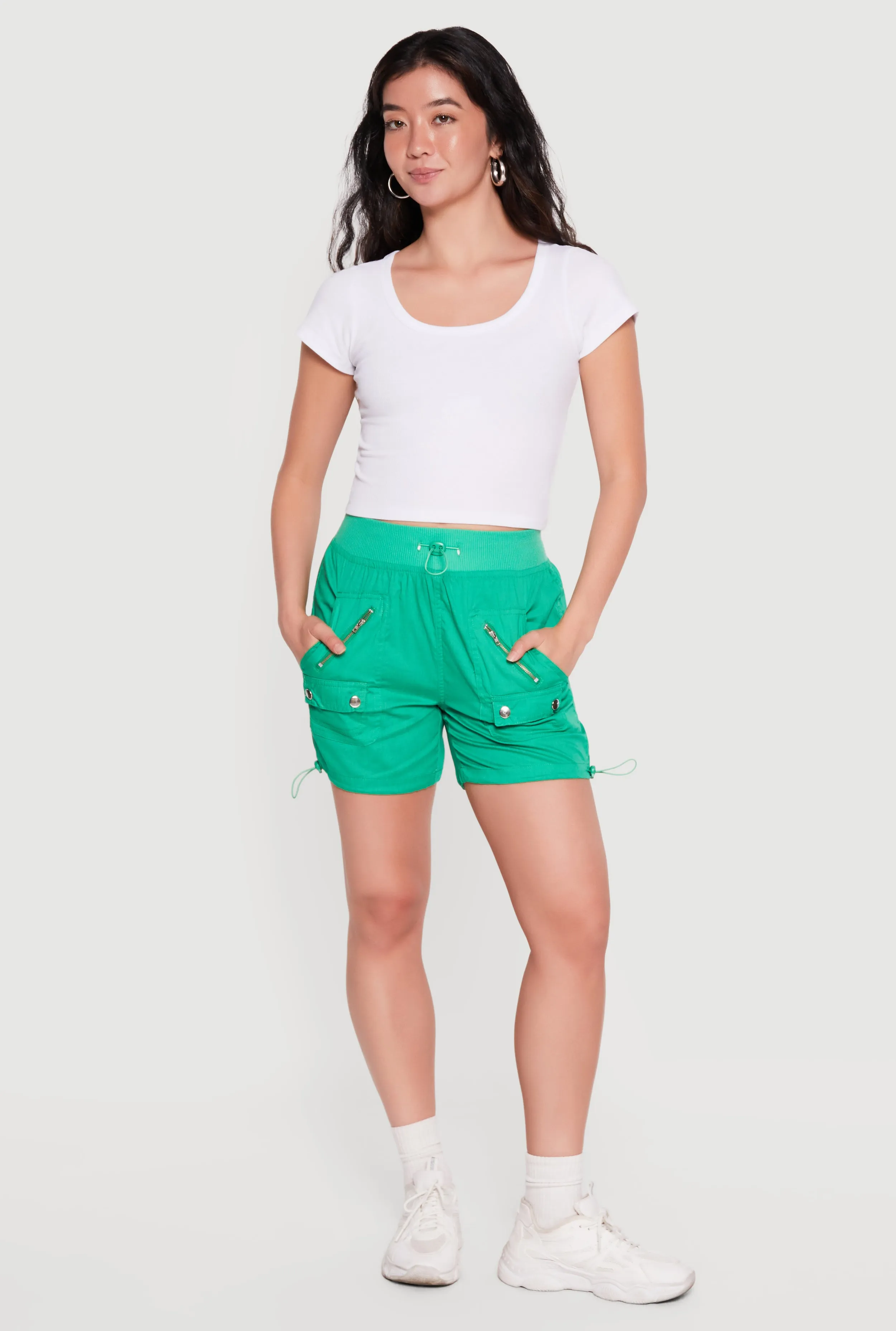 Toggle Drawstring Zip Detail Cargo Pocket Shorts sold by Rainbow product image thumbnail 4