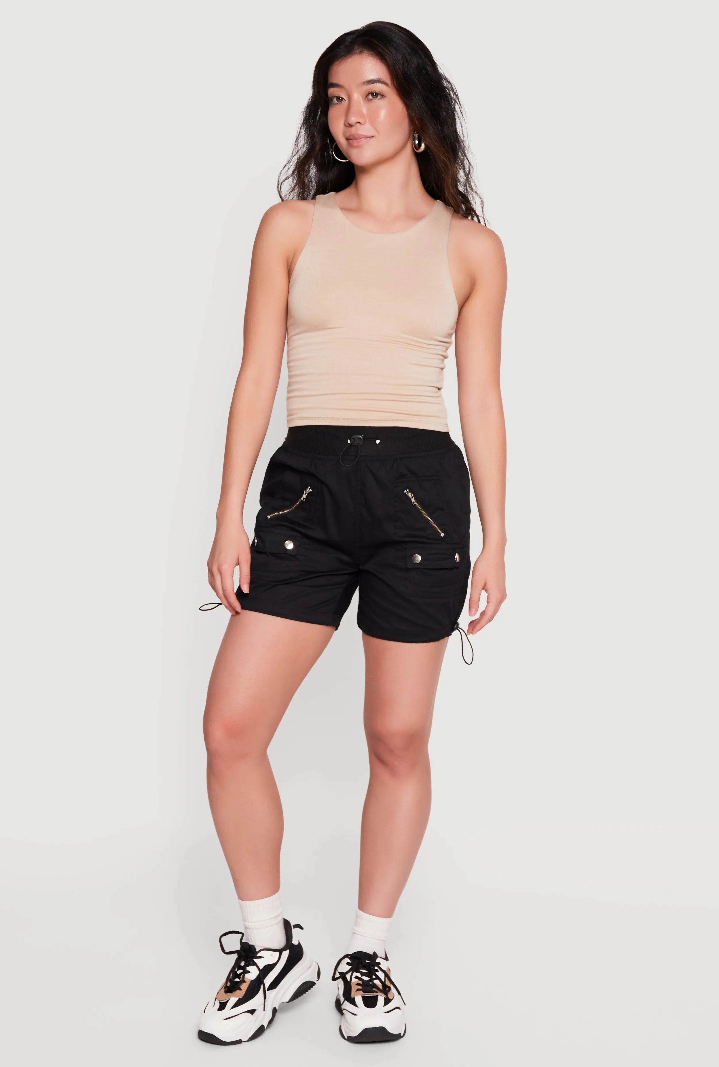 Toggle Drawstring Zip Detail Cargo Pocket Shorts sold by Rainbow product image thumbnail 3