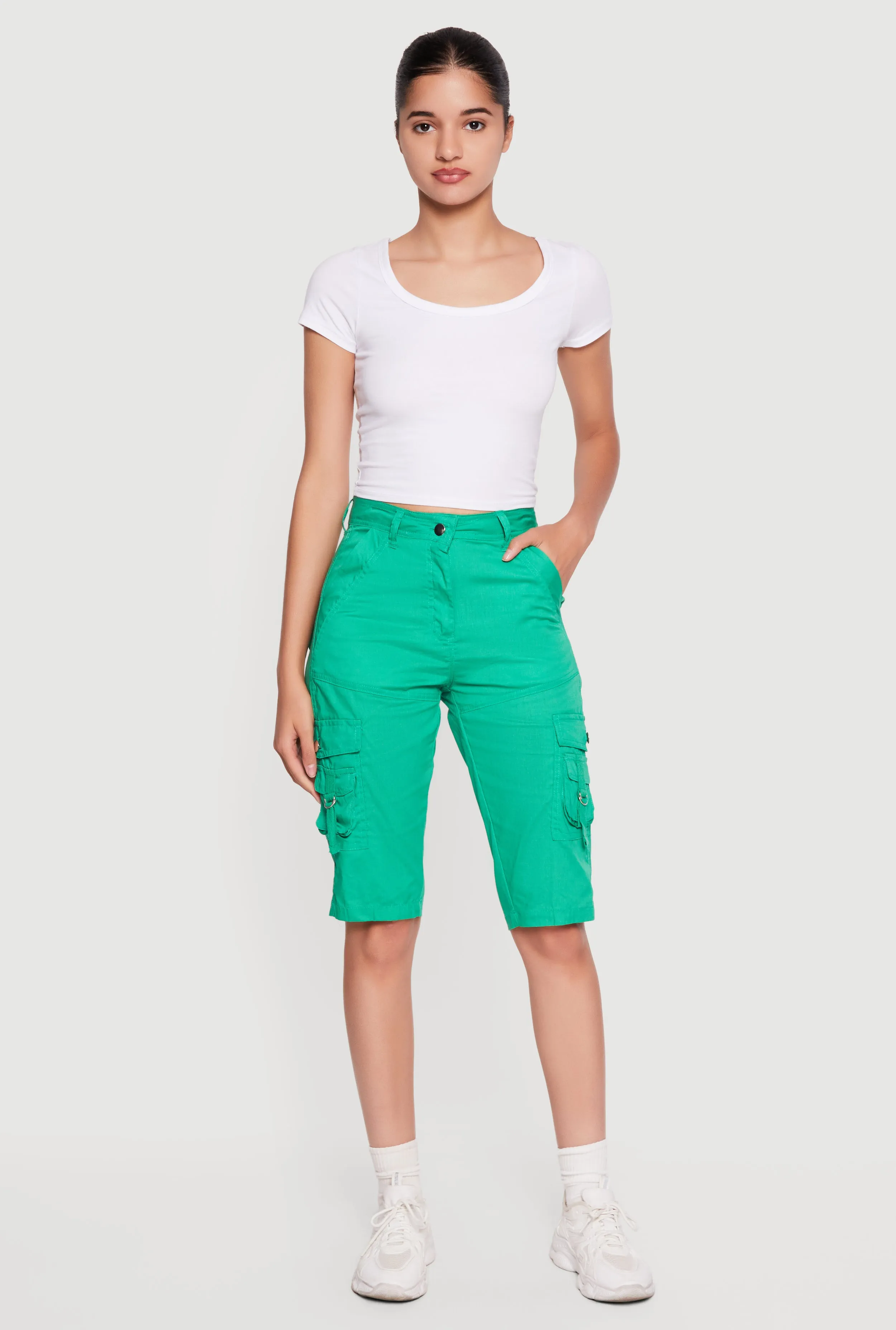 High Waisted Cargo Pocket Bermuda Shorts sold by Rainbow product image thumbnail 5