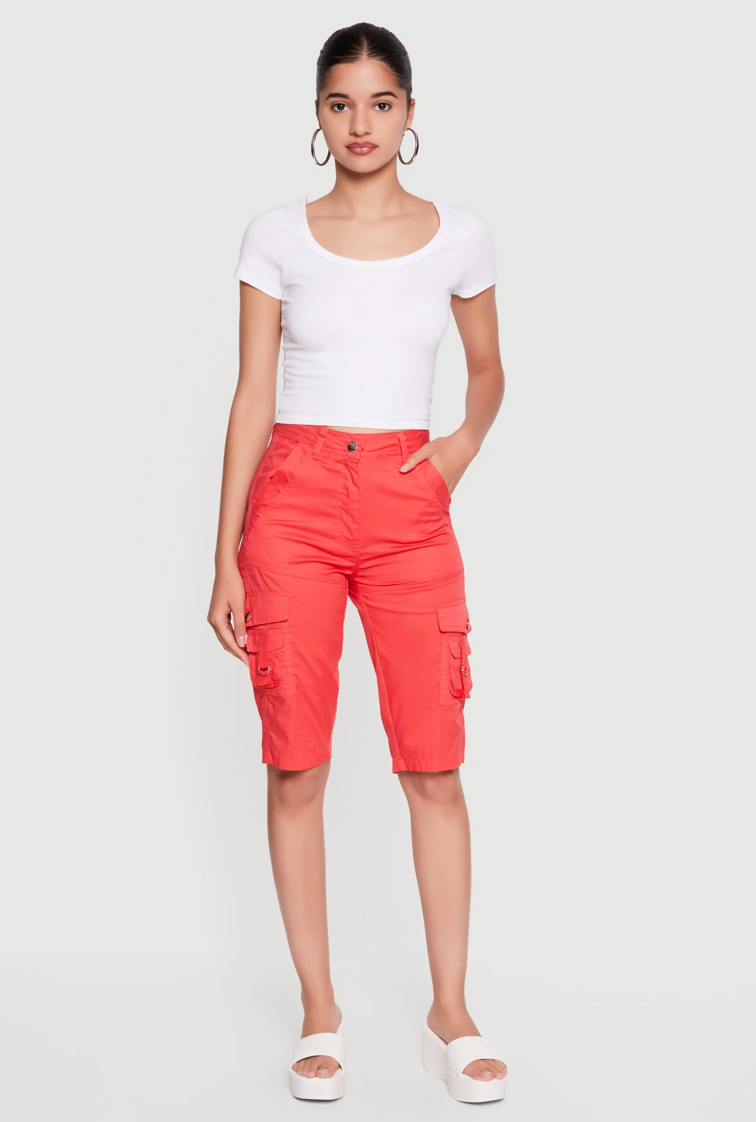 High Waisted Cargo Pocket Bermuda Shorts sold by Rainbow product image thumbnail 3
