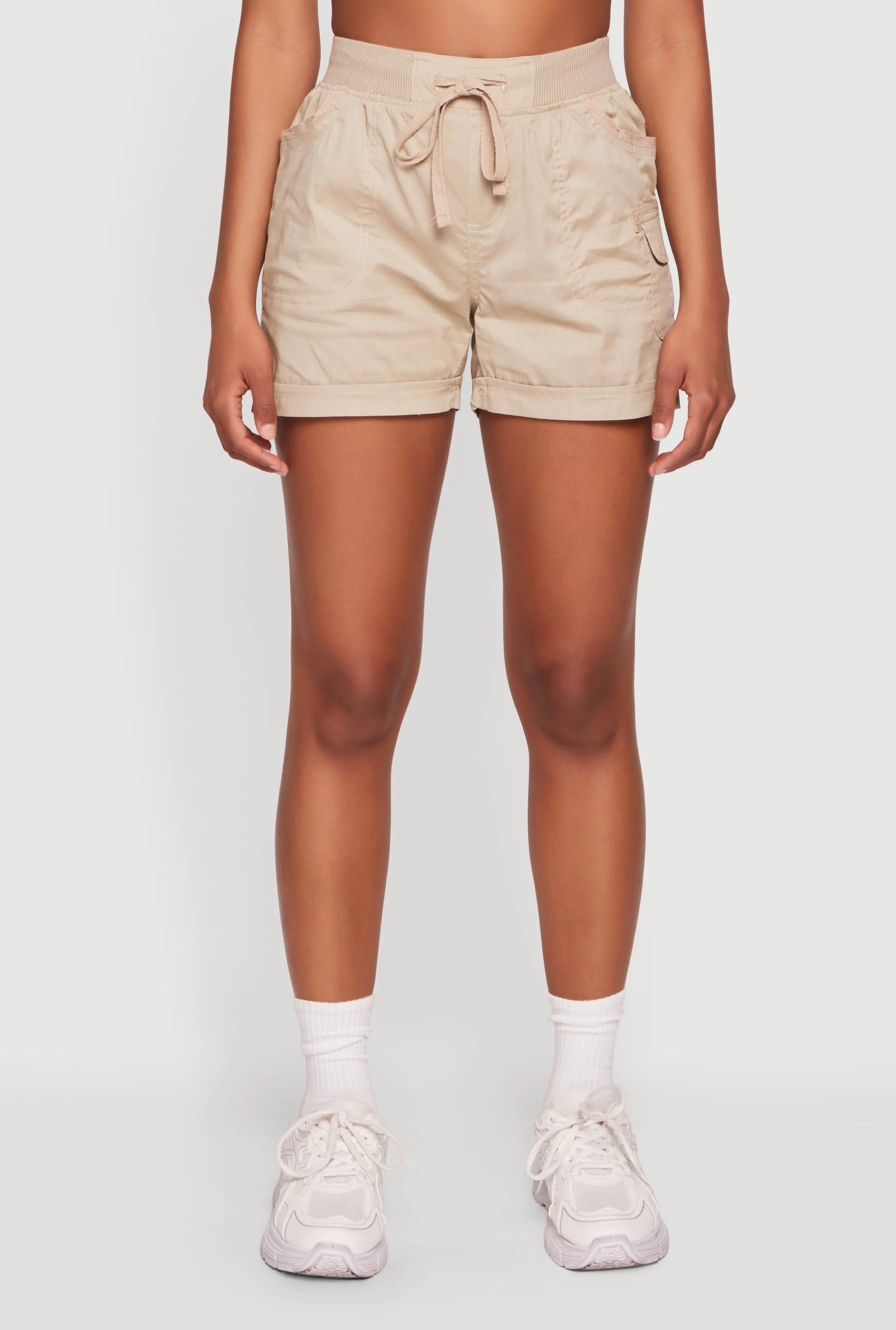 Drawstring High Waisted Cargo Shorts sold by Rainbow product image thumbnail 3
