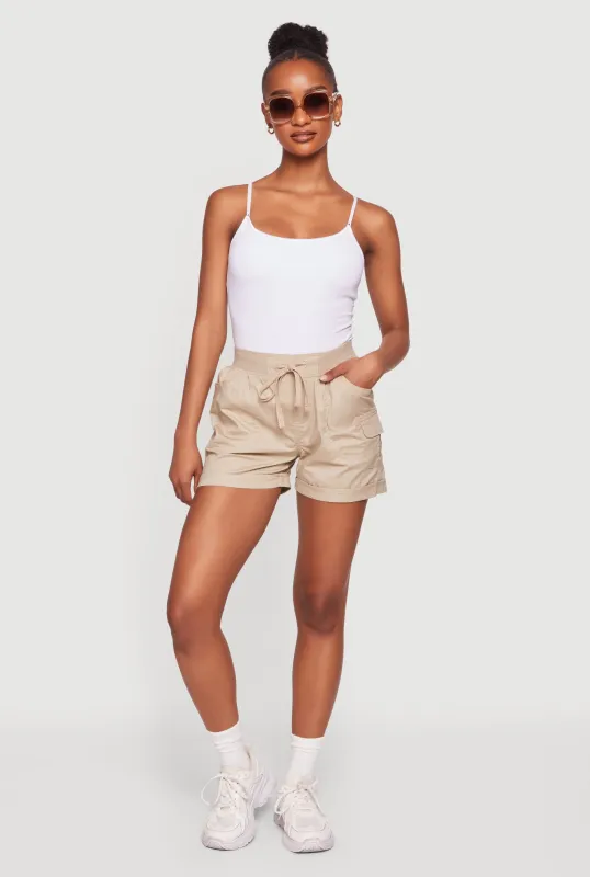 Drawstring High Waisted Cargo Shorts made by Rainbow