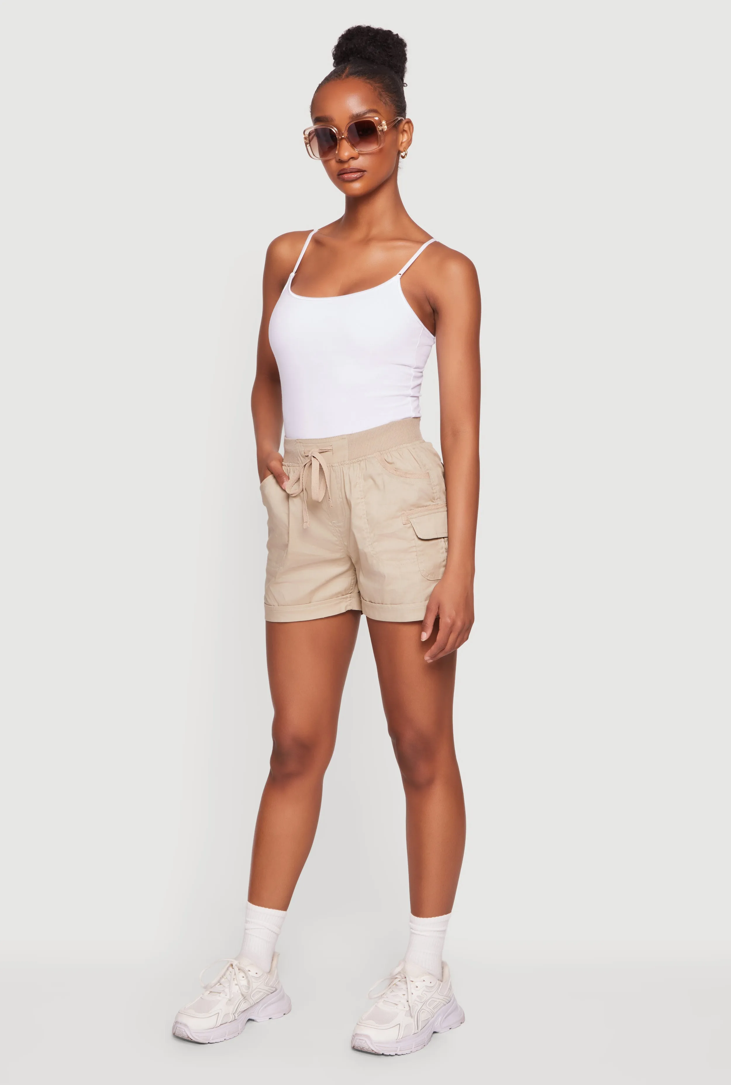 Drawstring High Waisted Cargo Shorts sold by Rainbow product image thumbnail 2