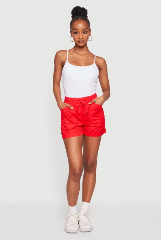 Drawstring High Waisted Cargo Shorts made by Rainbow