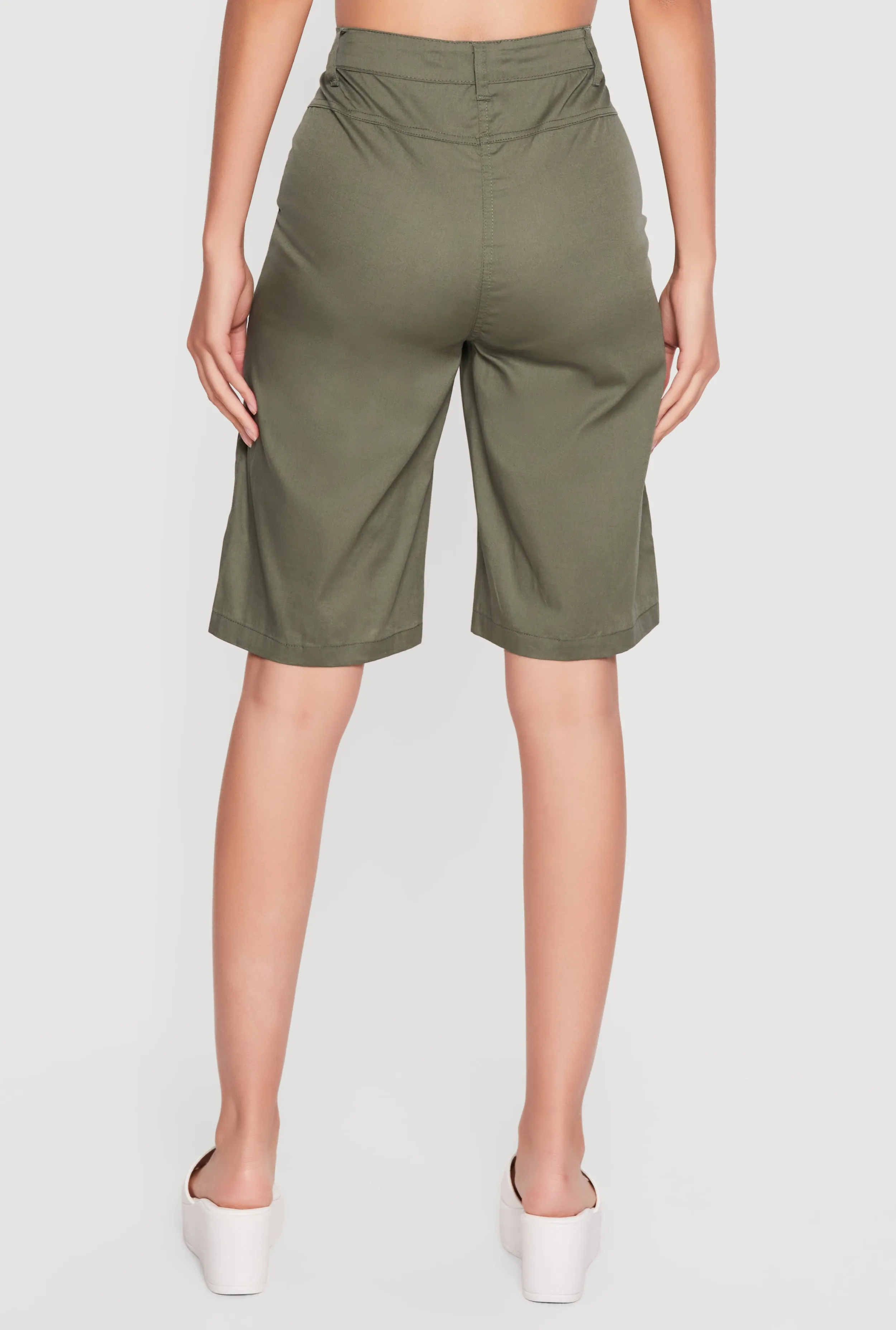 Poplin High Waisted Cargo Pocket Bermuda Shorts sold by Rainbow product image thumbnail 5