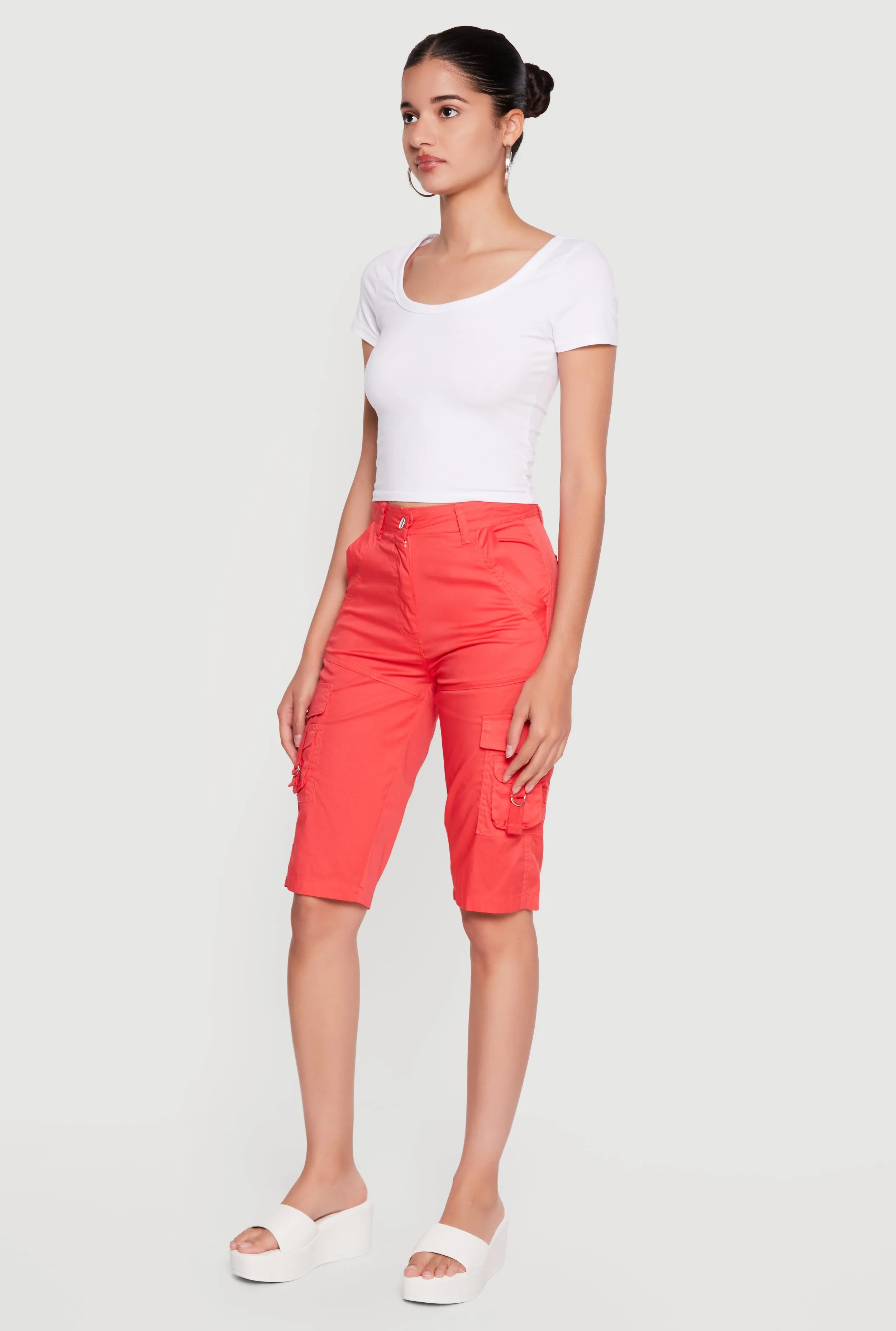 High Waisted Cargo Pocket Bermuda Shorts sold by Rainbow product image thumbnail 2