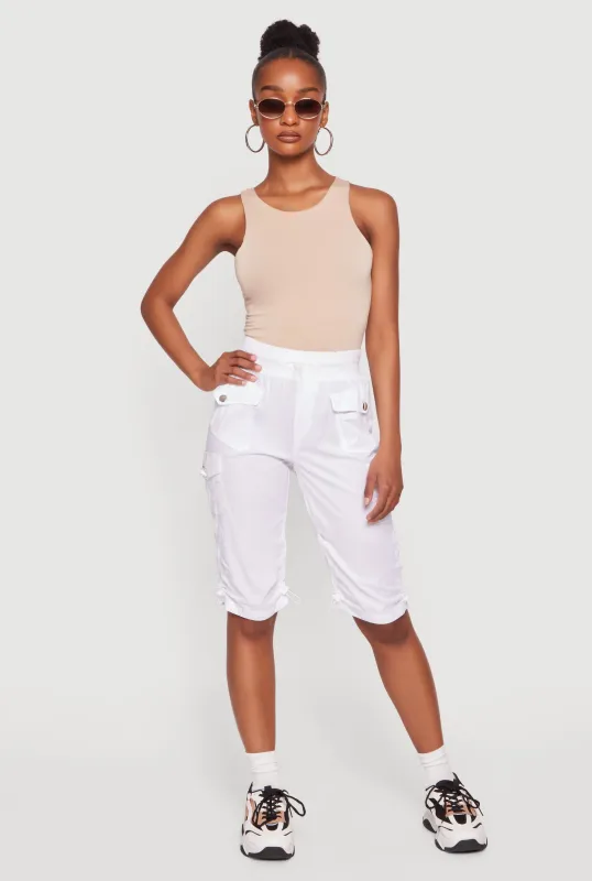 Toggle Drawstring Hem Utility Cargo Shorts made by Rainbow