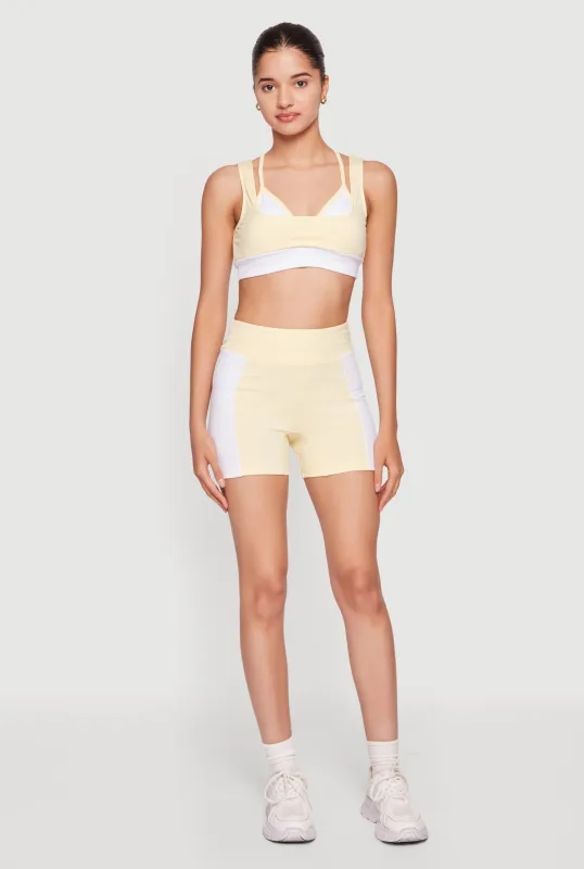 Color Blocked High Waisted Active Shorts made by Rainbow
