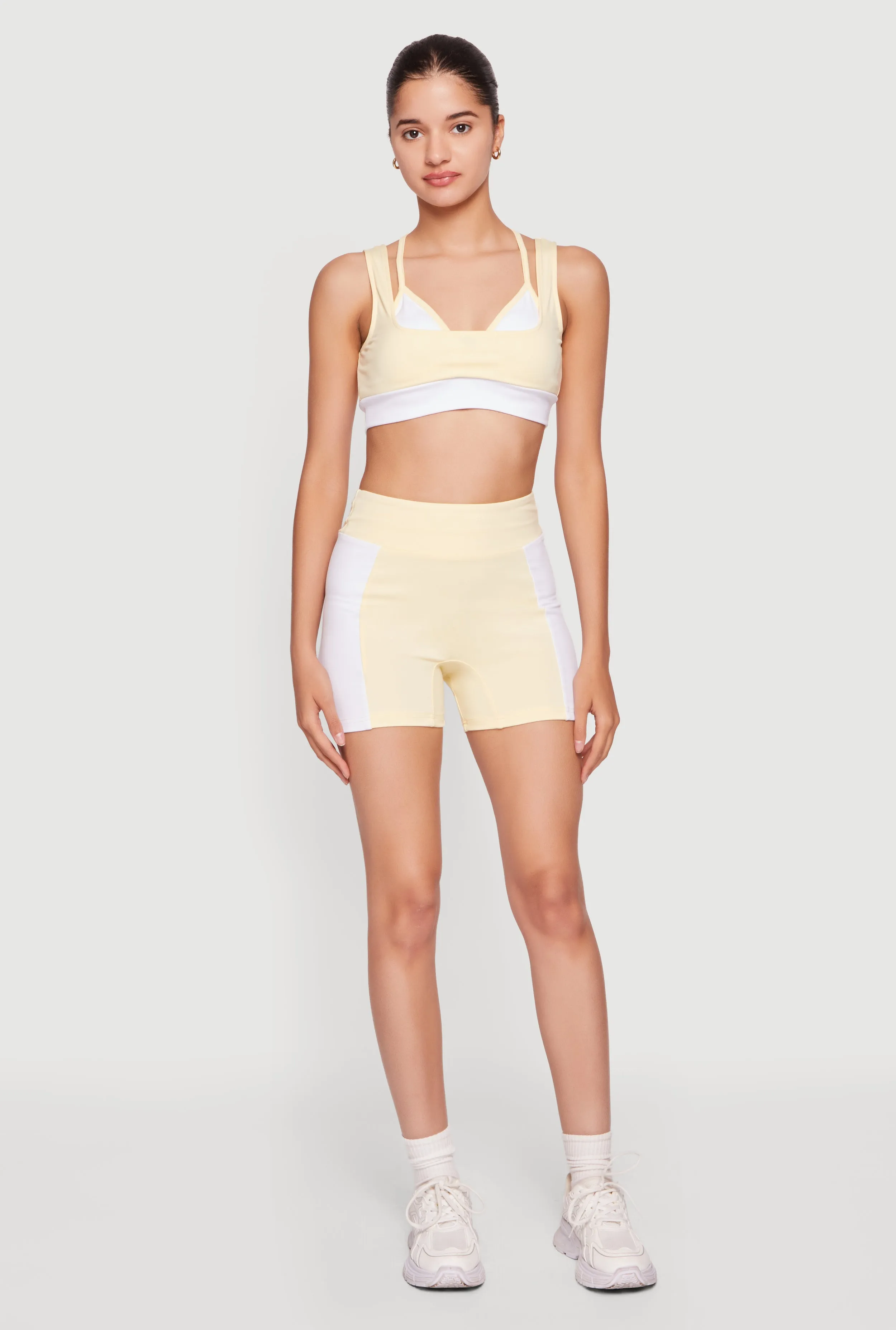 Color Blocked High Waisted Active Shorts sold by Rainbow