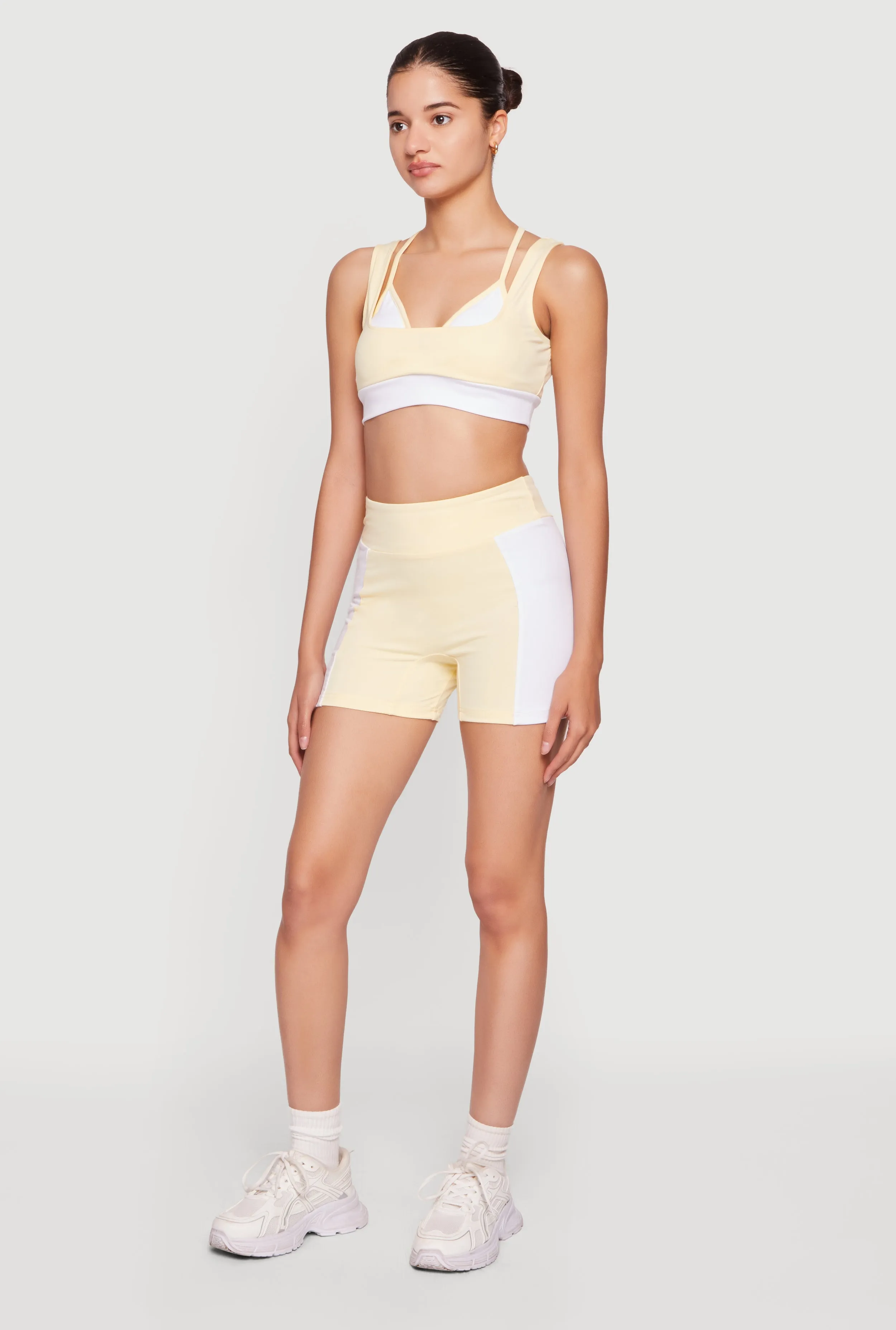 Color Blocked High Waisted Active Shorts sold by Rainbow product image thumbnail 2