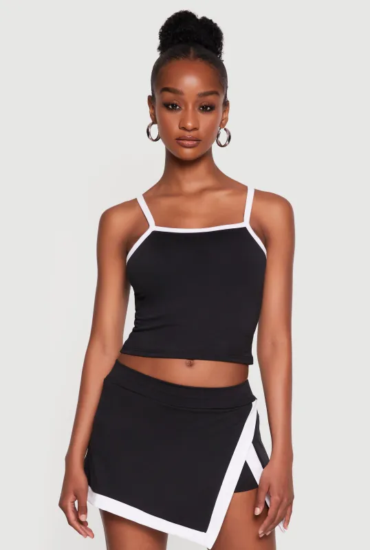 Contrast Trim Cropped Scoop Neck Cami made by Rainbow