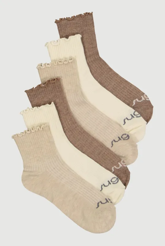 Lettuce Edge Capri Socks 6 Pack made by Rainbow