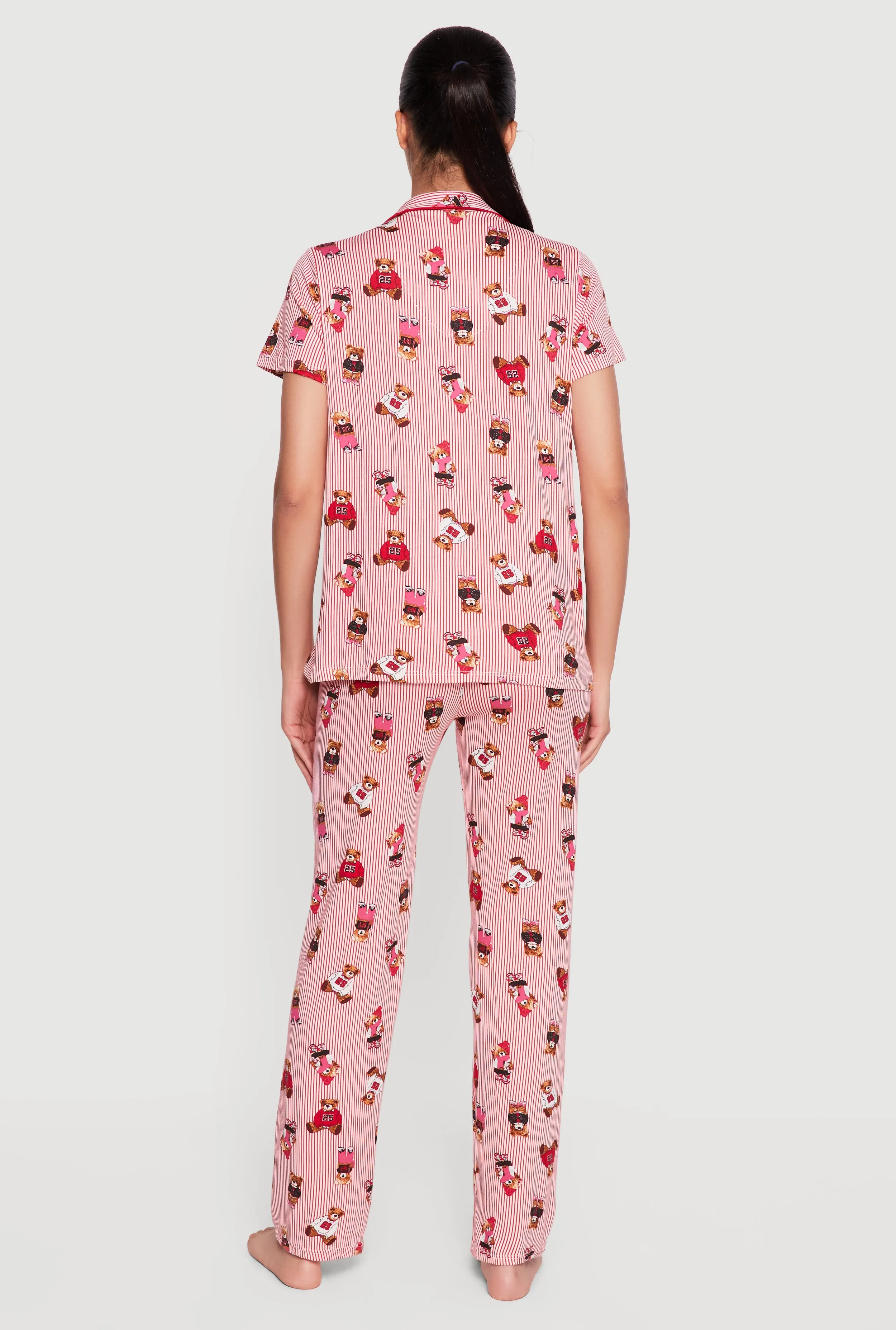 Striped Teddy Bear Print Pajama Top and Pants Set sold by Rainbow product image thumbnail 2