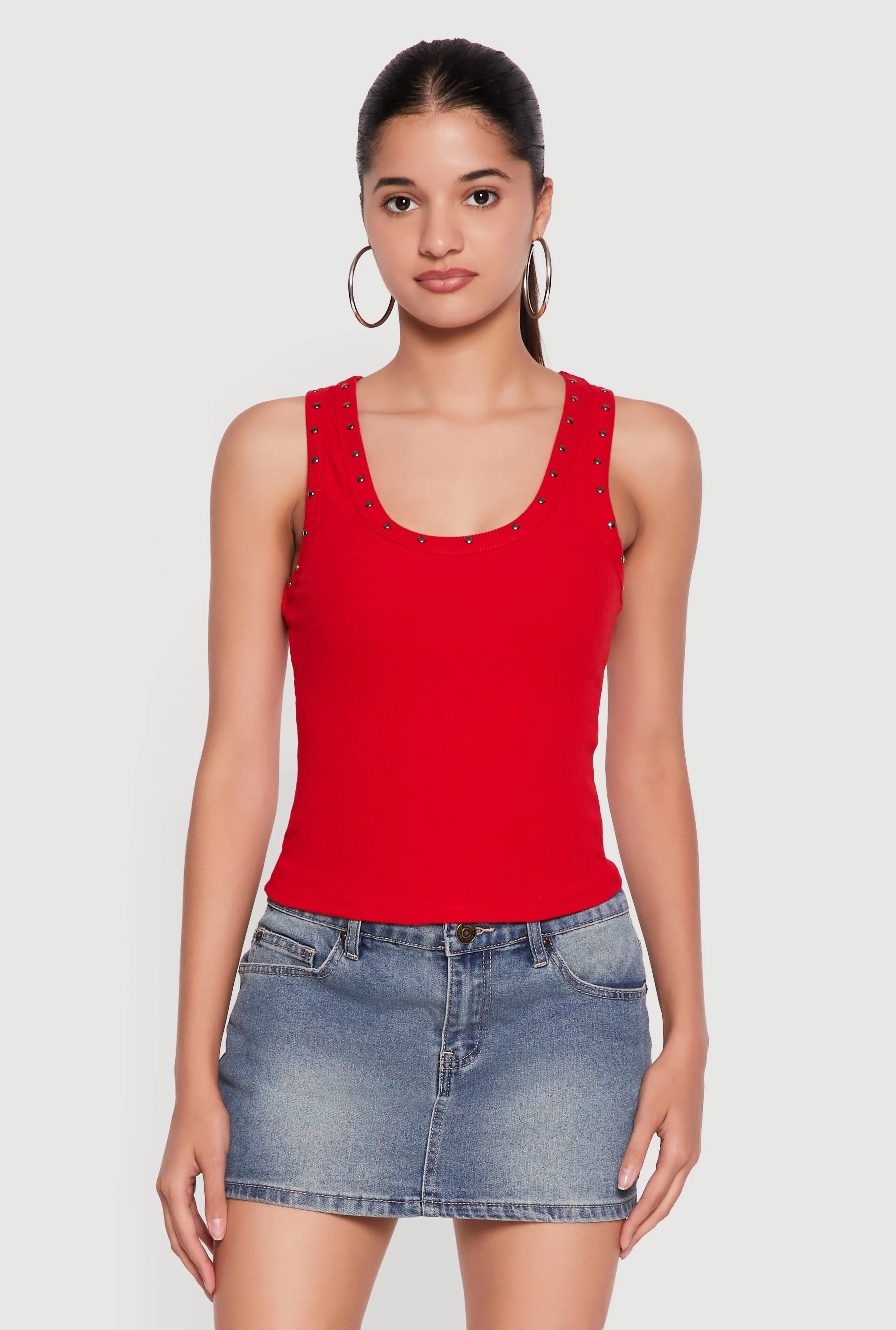 Studded Trim Scoop Neck Tank Top sold by Rainbow product image thumbnail 2