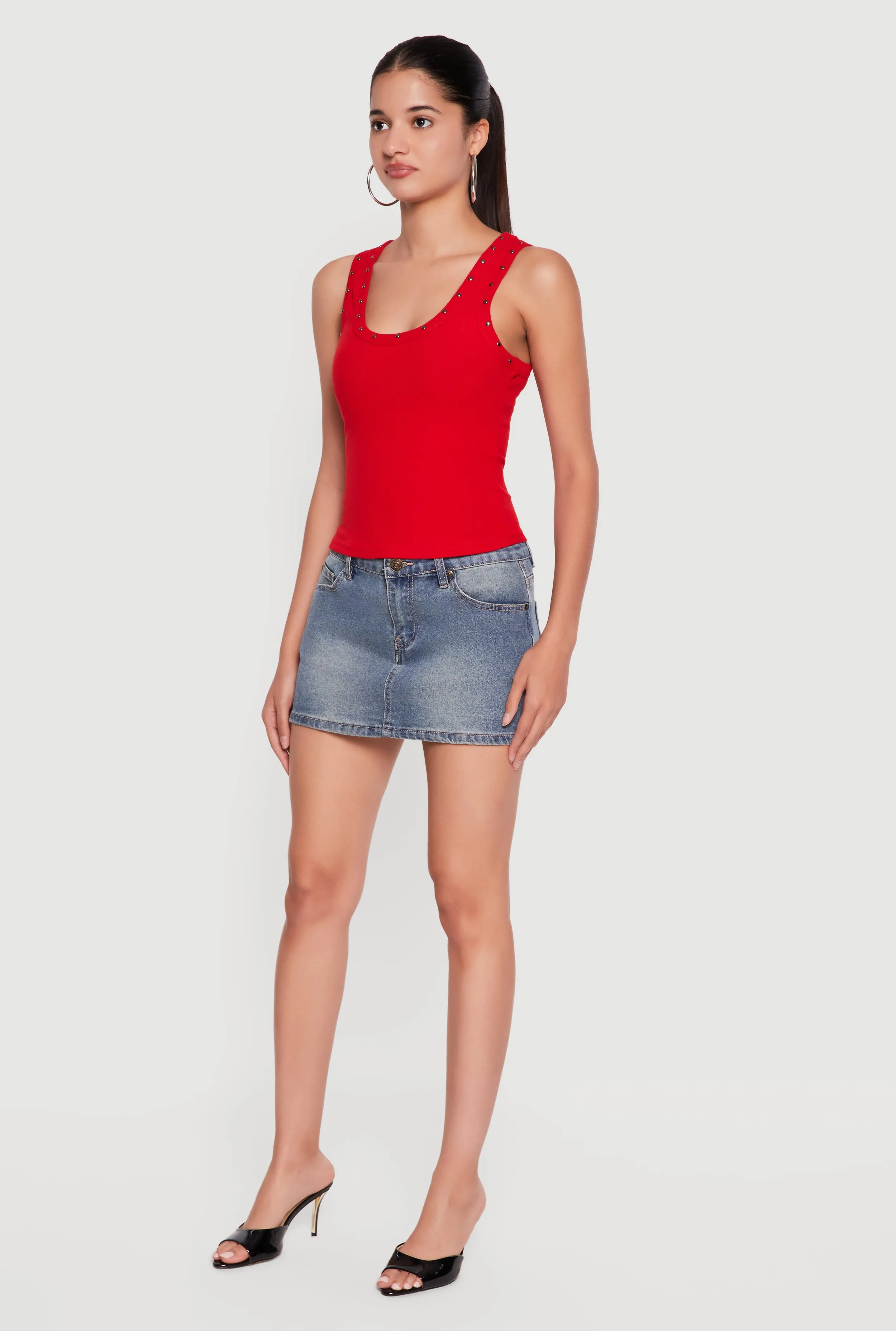 Studded Trim Scoop Neck Tank Top sold by Rainbow product image thumbnail 3