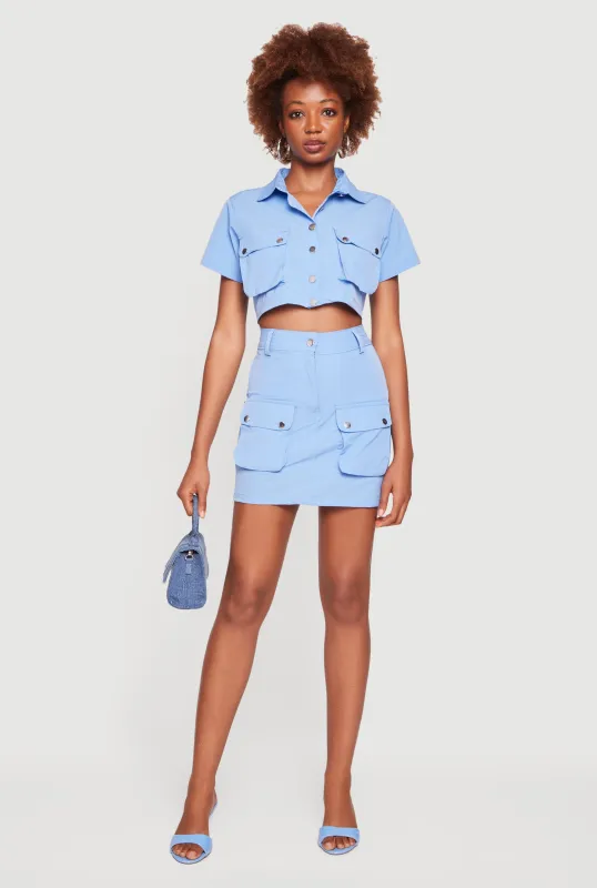 High Waisted Cargo Pocket Pencil Skirt made by Rainbow