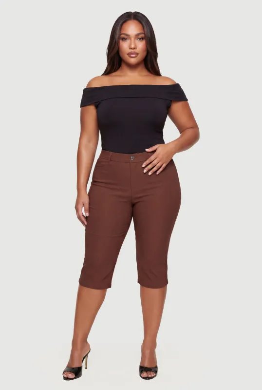 Plus Size Off The Shoulder Side Ruched Top made by Rainbow