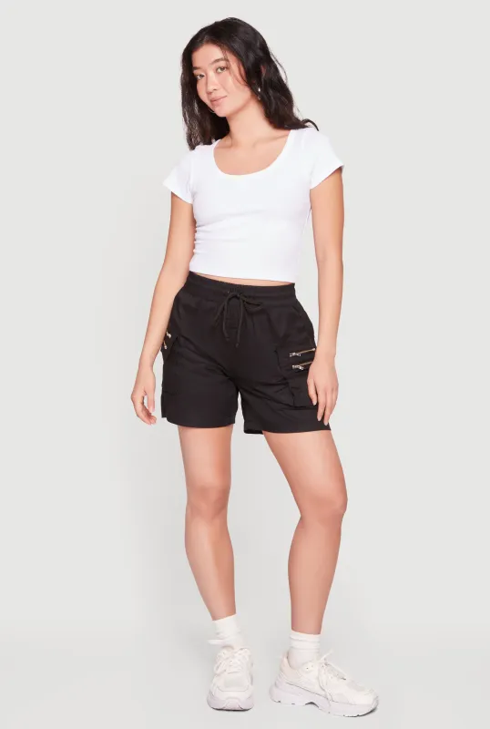 Double Zip Detail Cargo Pocket Shorts made by Rainbow