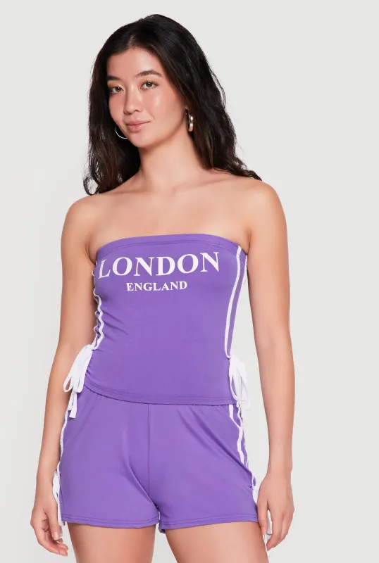 Destination Graphic Crop Tube Top made by Rainbow