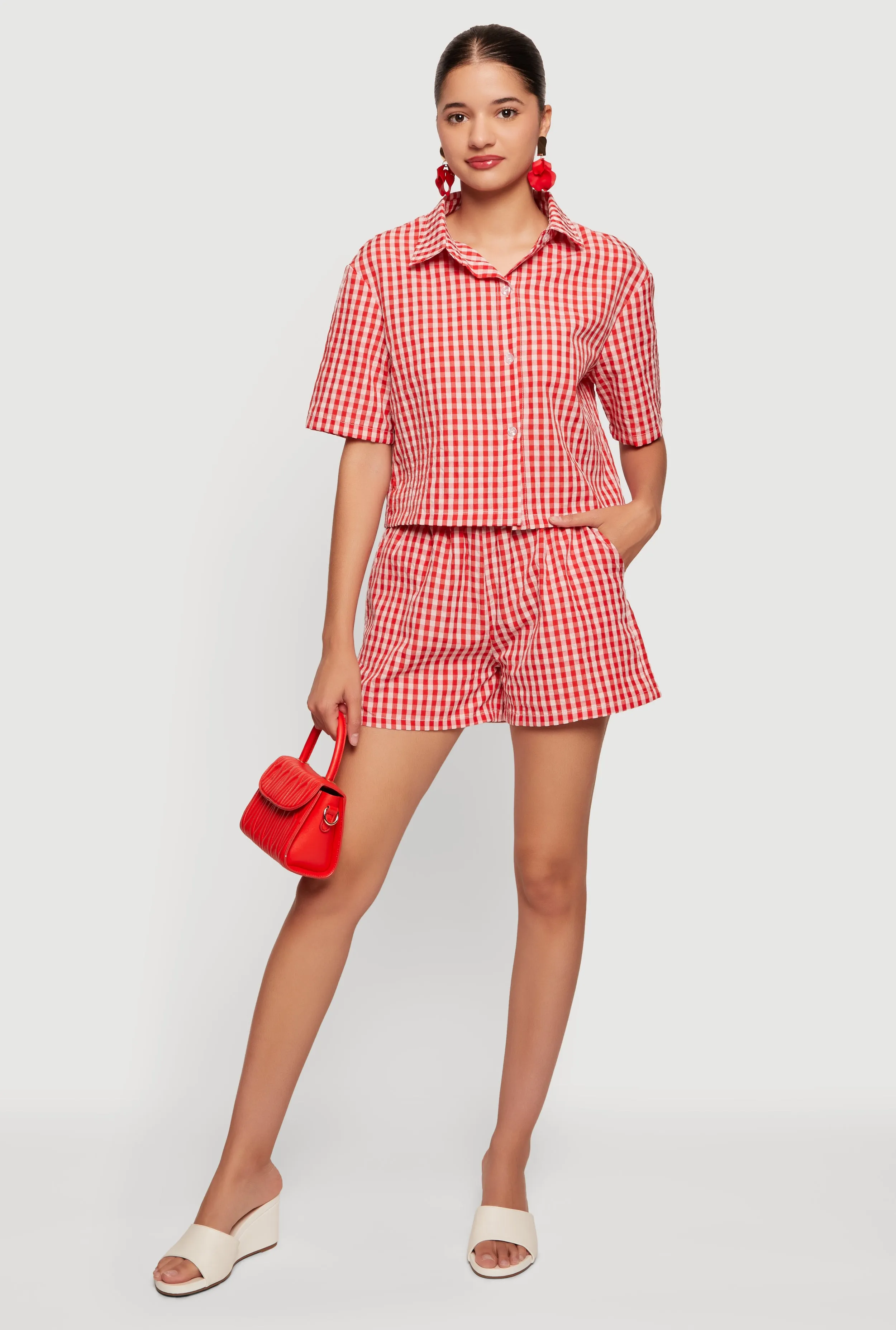 High Waisted Gingham Shorts sold by Rainbow