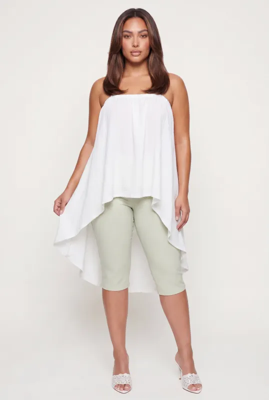 Plus Size Crepe Knit High Low Tube Top made by Rainbow