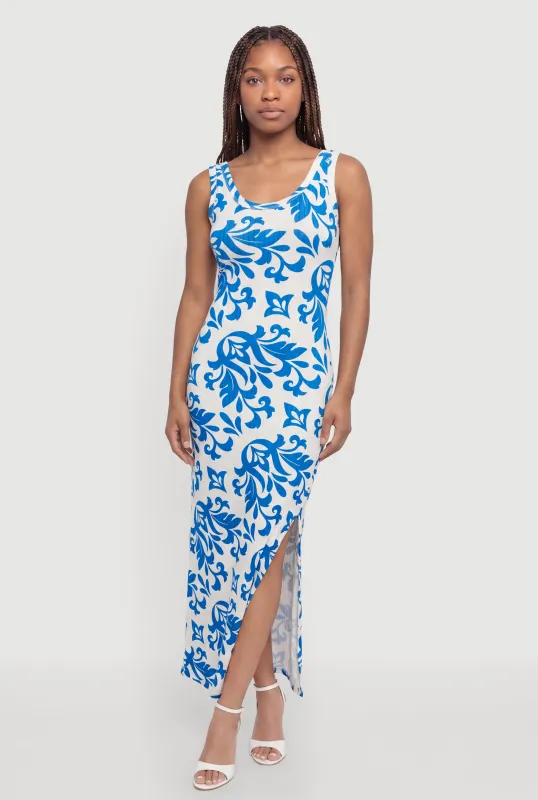 Paisley Print Side Slit Maxi Dress made by Rainbow