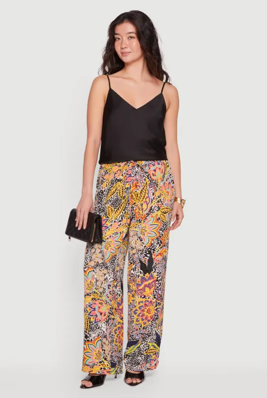 Printed Pattern Wide Leg Pants made by Rainbow