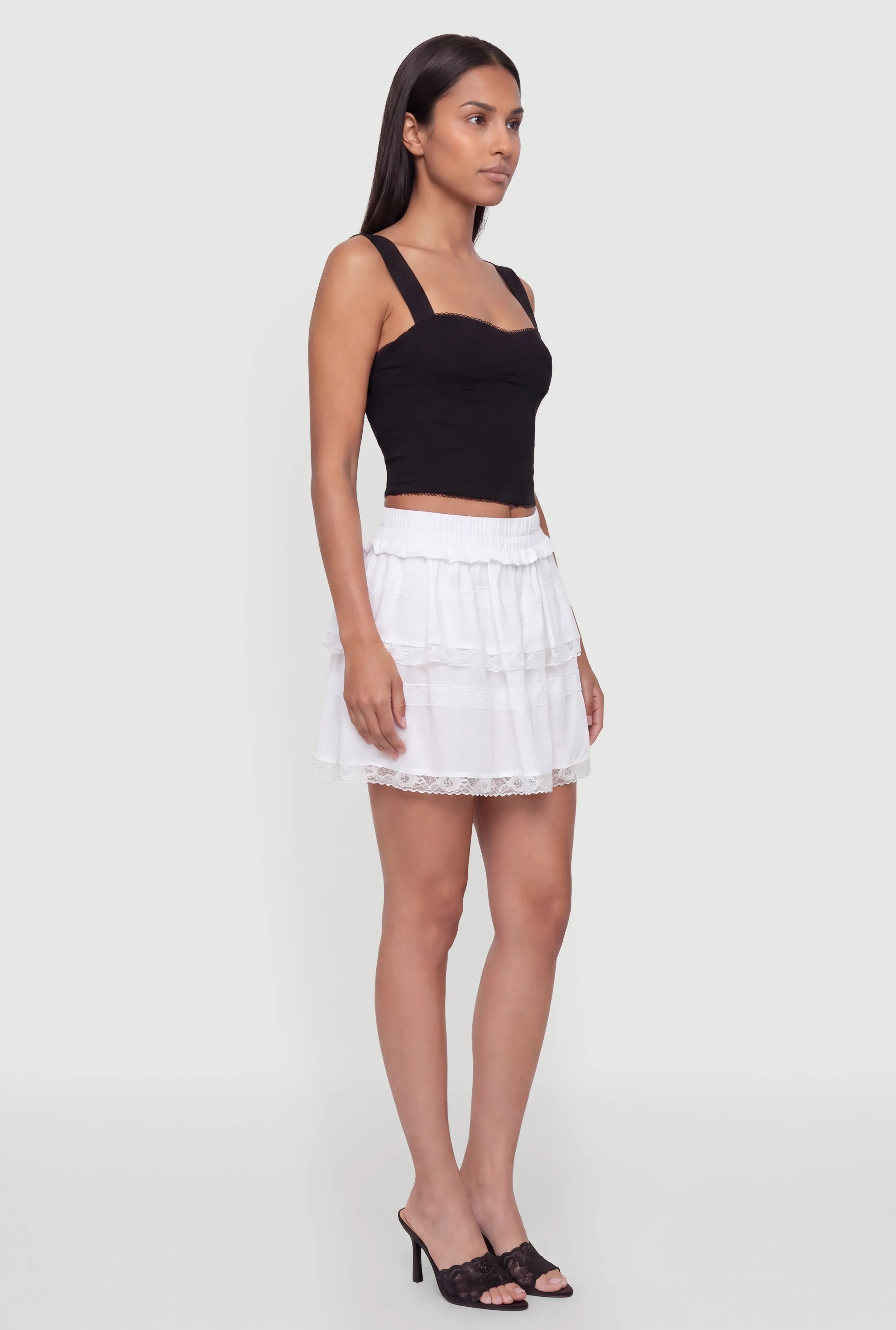 Lace Detail Tiered Mini Skirt sold by Rainbow product image thumbnail 2
