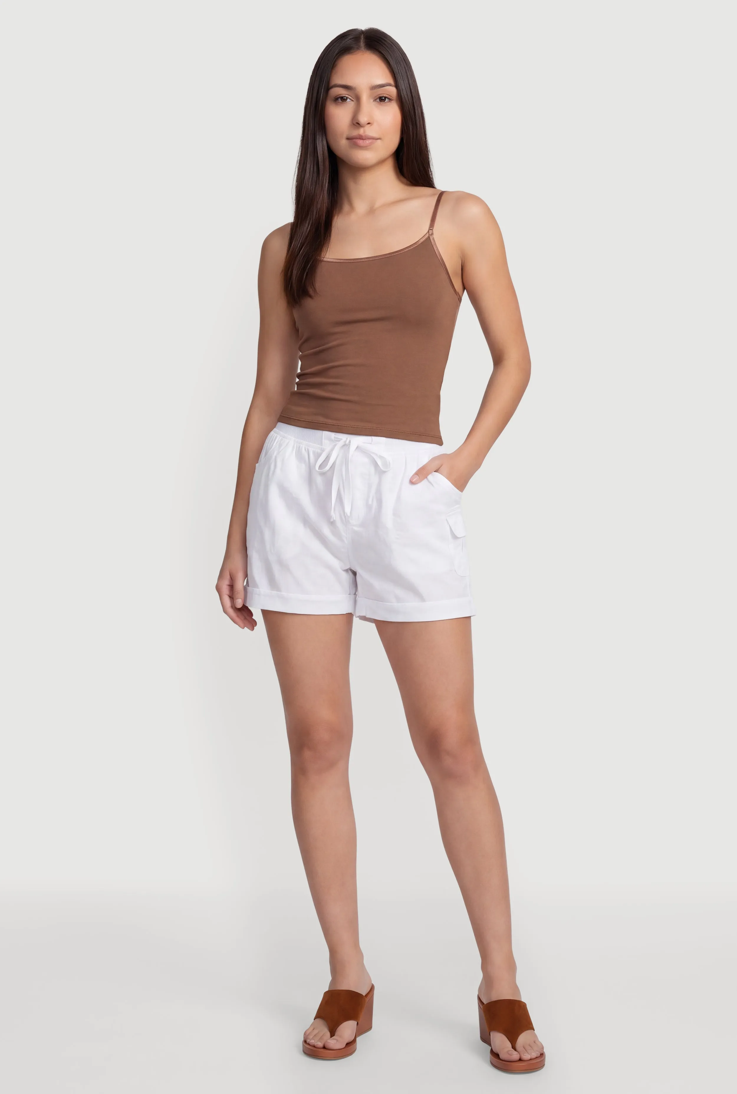 Drawstring High Waisted Cargo Shorts sold by Rainbow
