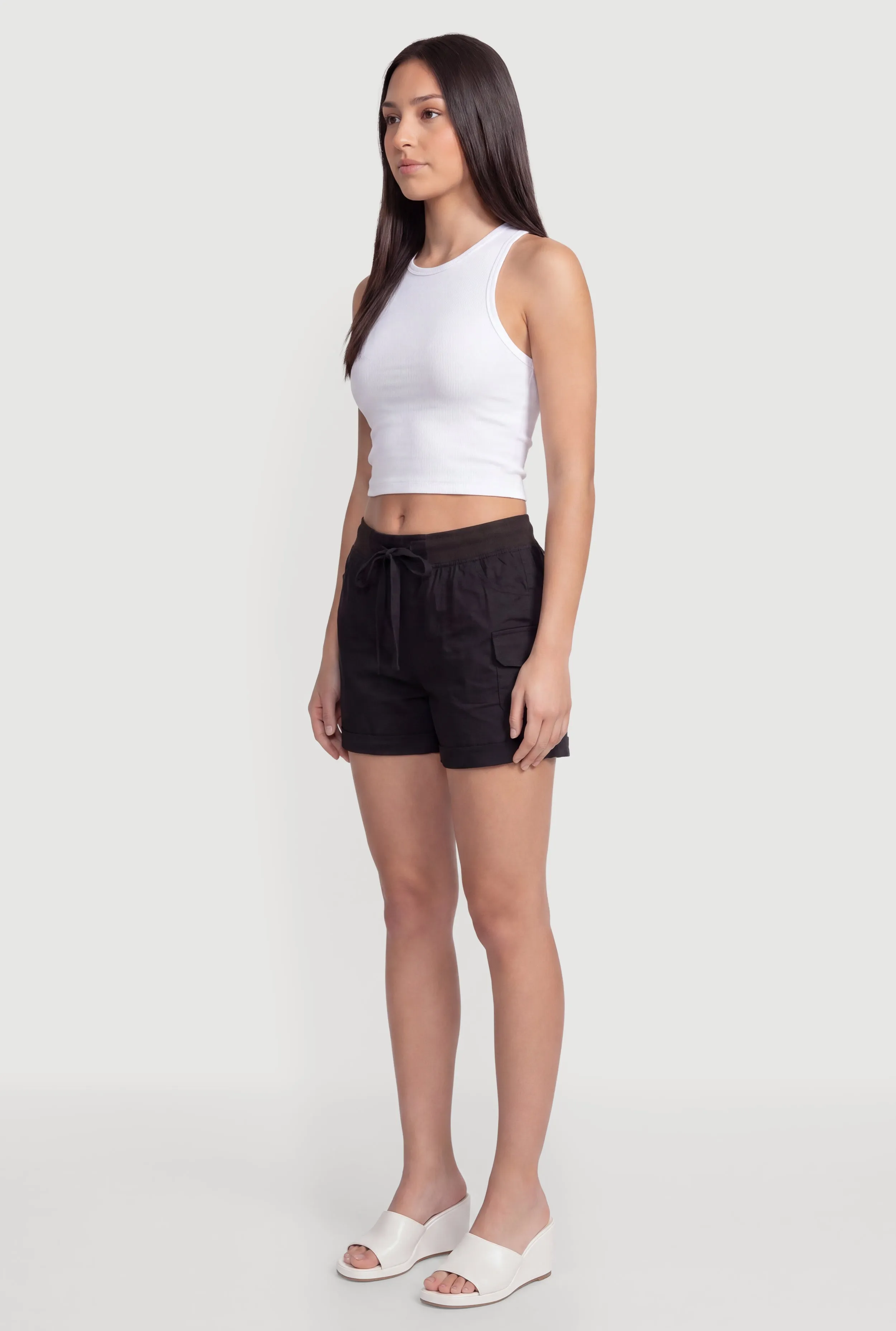 Drawstring High Waisted Cargo Shorts sold by Rainbow product image thumbnail 2