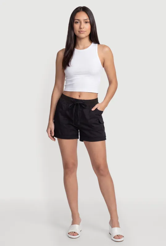 Drawstring High Waisted Cargo Shorts made by Rainbow