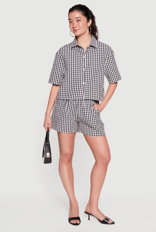 High Waisted Gingham Shorts made by Rainbow