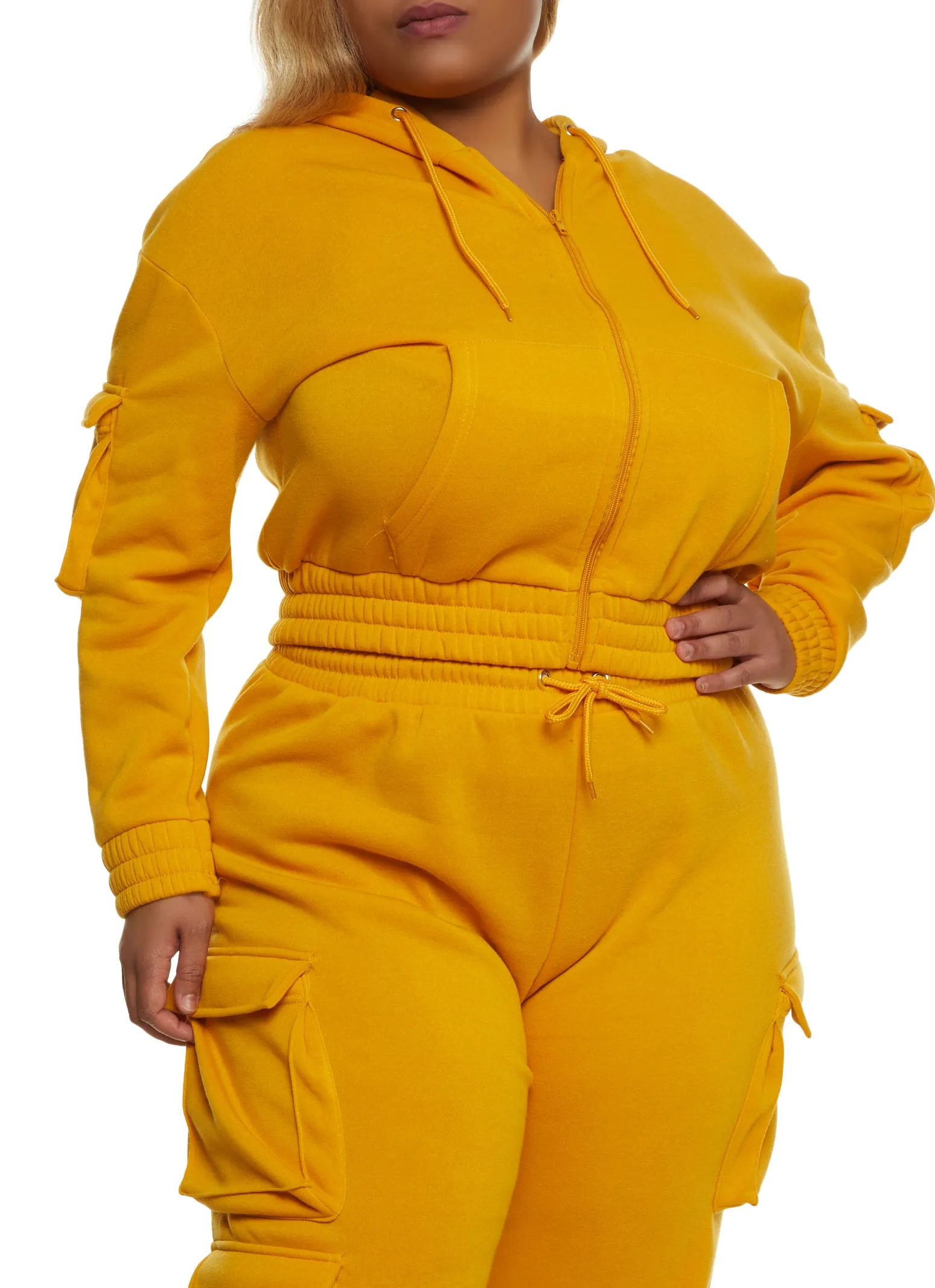 Plus Size Zip Front Cargo Pocket Hoodie sold by Rainbow product image thumbnail 4